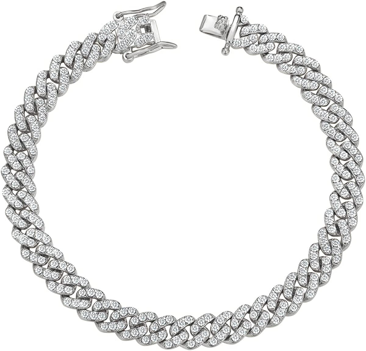 Cuban Link Anklets for Women plus Size Large Ankle Bracelets Gold Silver Rhinestone Diamond Bling Anklets Women 9 10 Inch Apparel & Accessories > Jewelry > Anklets BLBLJERY 9mm-Silver 10 inch