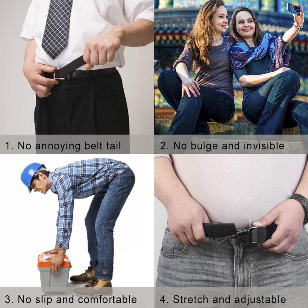 No Buckle Stretch Belt for Jeans, Invisible Elastic Adjustable Waist Belt Apparel & Accessories > Clothing Accessories > Belts Sanlykate