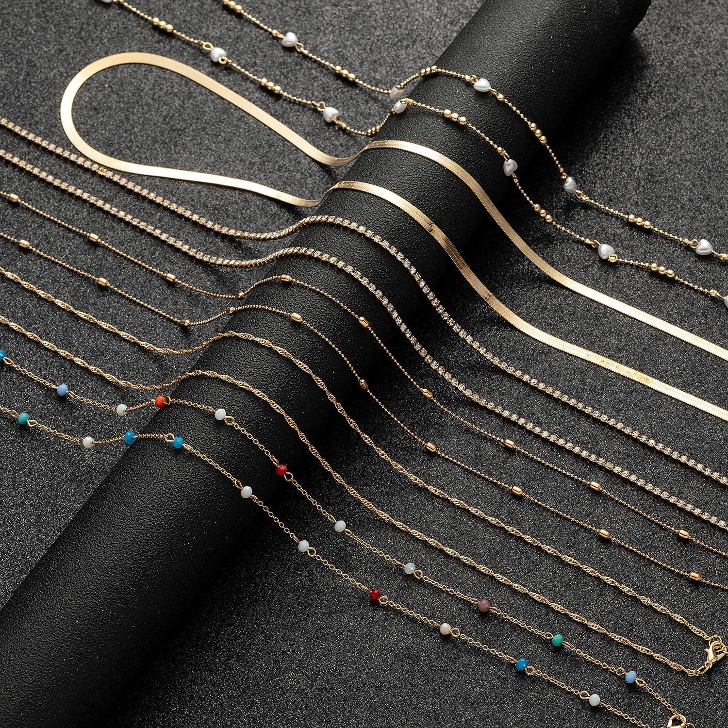 WFYOU 12Pcs Beach Bikini Belly Chain Jewelry for Women Rhinestone Beads Waist Chain Sexy Gold Body Chain Jewelry for Summer Apparel & Accessories > Jewelry > Body Jewelry WFYOU