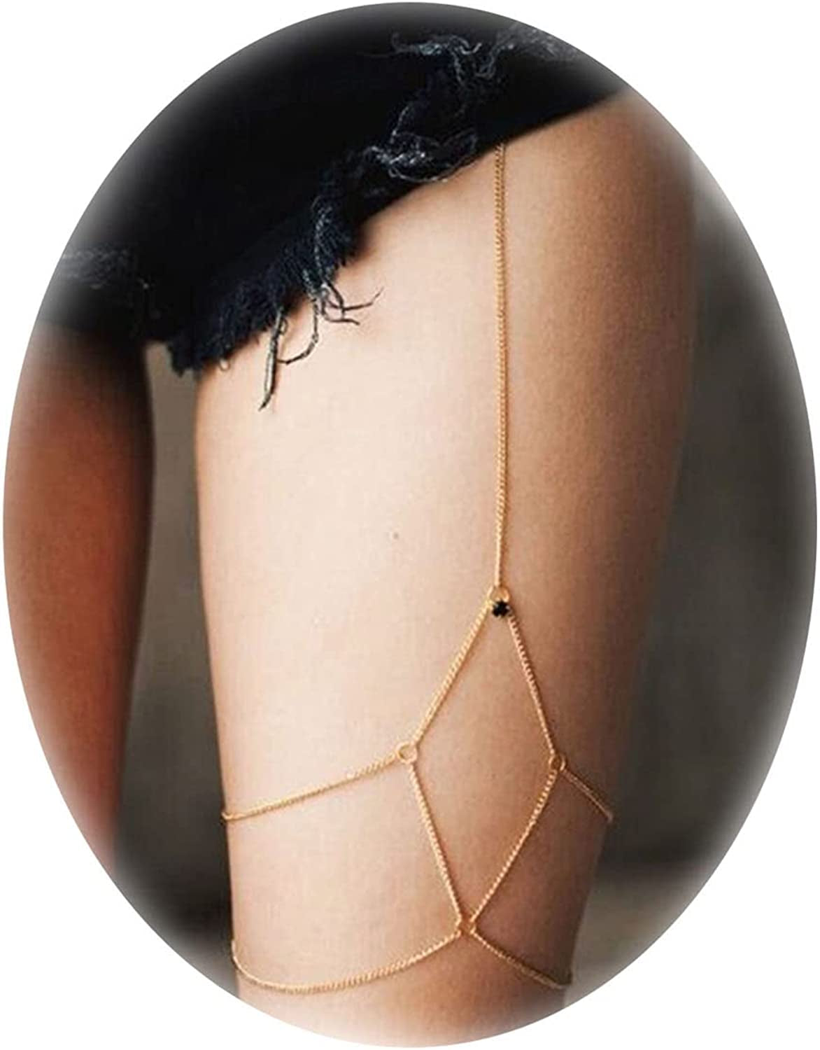 Snake Leg Chain for Women Thigh Chain for Girls Gold Snake Pendant Boho Body Chain for Beach Summer Holiday Apparel & Accessories > Jewelry > Body Jewelry HUASAI Crystal B