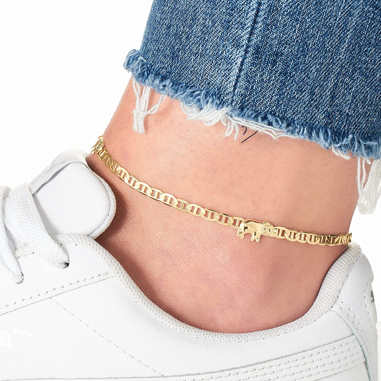 Barzel 18K Gold Plated Flat Marina Elephant Anklet for Women- Made in Brazil Apparel & Accessories > Jewelry > Anklets Barzel