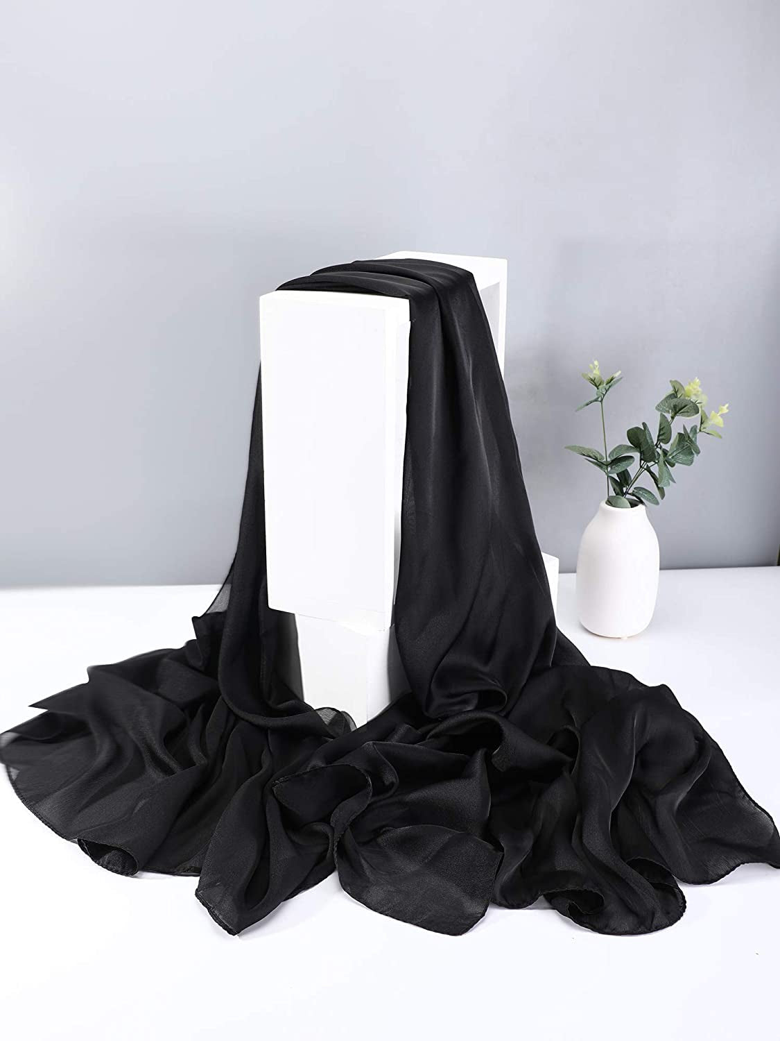 Boao Women Satin Scarves Long Shawl Wrap Light Soft Sheer Scarf for Wedding Party Everyday Accessory Apparel & Accessories > Clothing Accessories > Scarves & Shawls Boao