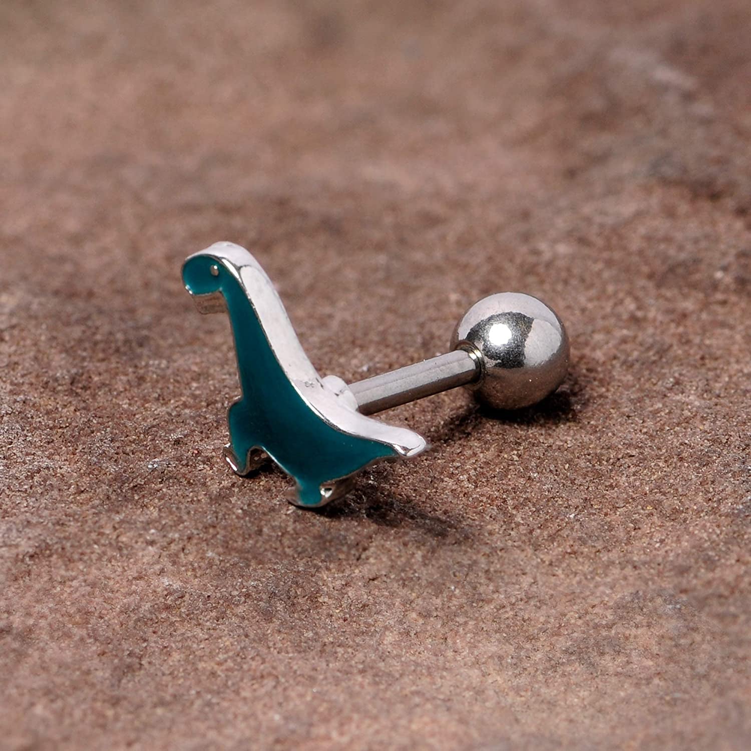 Body Candy 16G Womens 316L Stainless Steel Green Dinosaur Cartilage Earring Helix Tragus Jewelry 1/4" Apparel & Accessories > Jewelry > Body Jewelry Body Candy