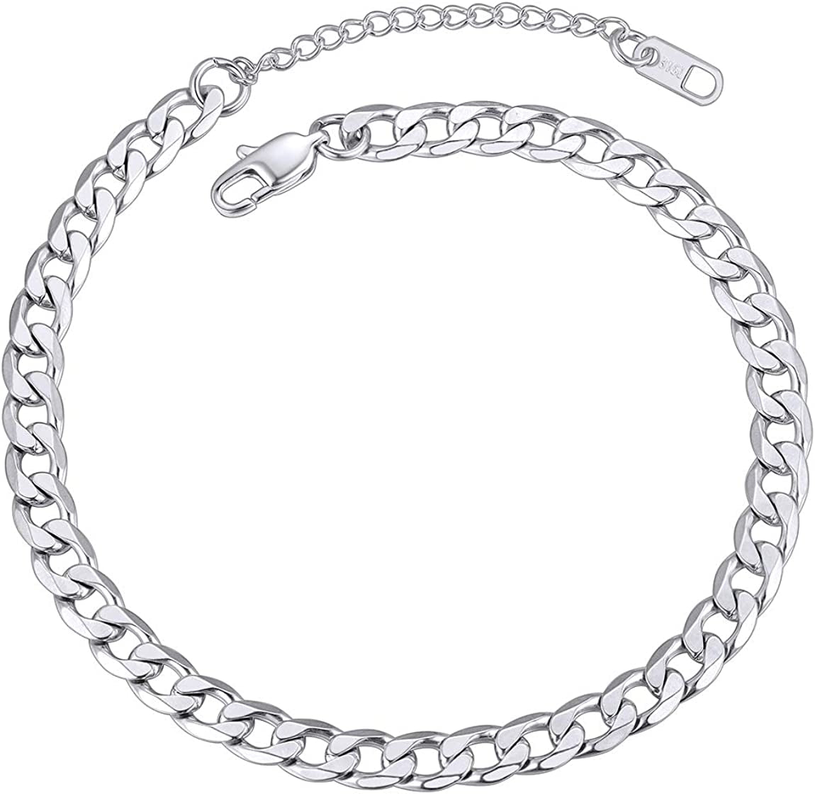 Chainspro Resizable Anklet Chain for Women Men, Figaro/Wheat/Twist Rope/Cuban Foot Bracelet-Strong with Good Clasp-18K Gold Plated(Send Gift Box) Apparel & Accessories > Jewelry > Anklets ChainsPro 00:cuban-Stainless-6mm