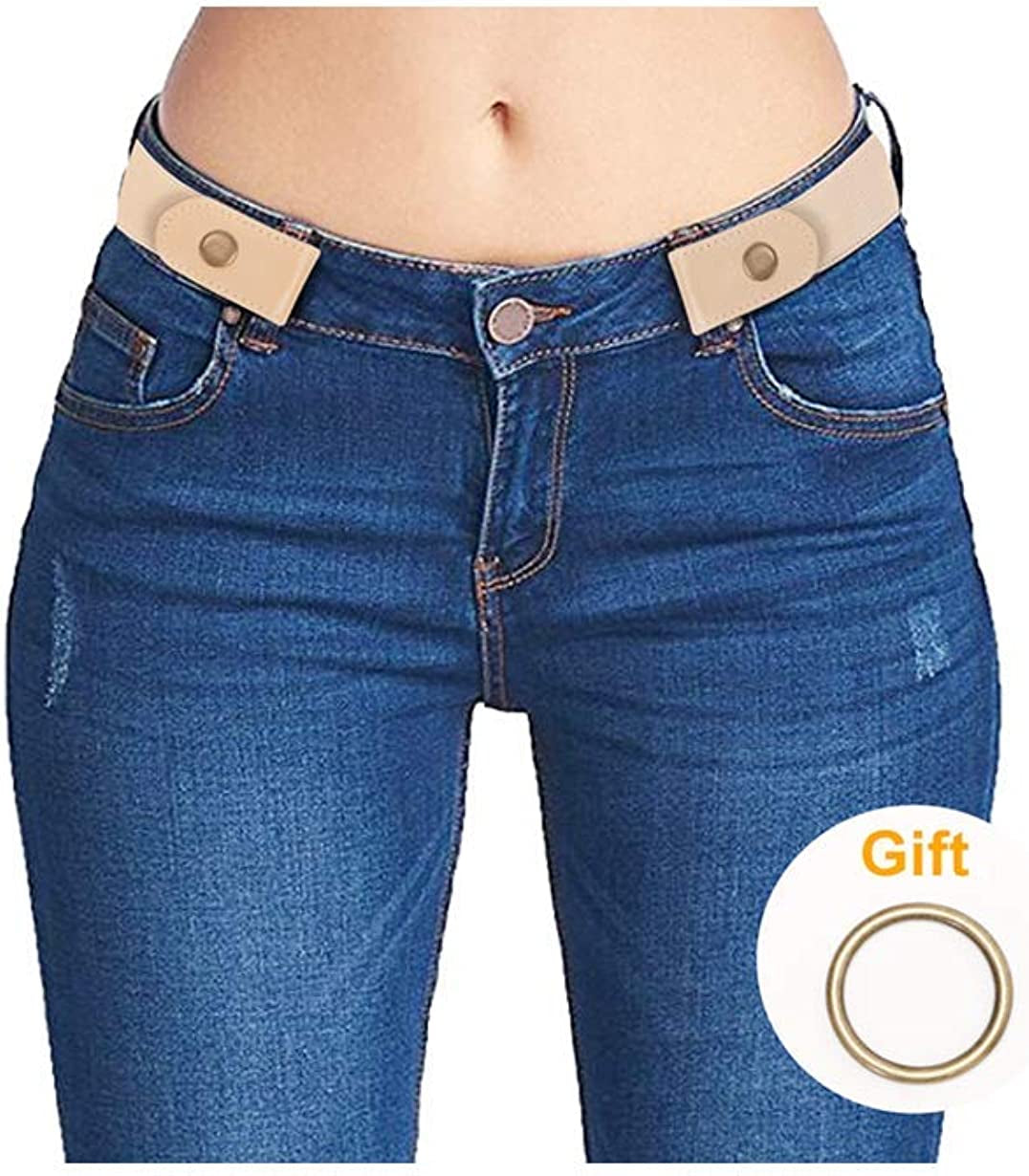 No Buckle Elastic Stretch Belts for Men and Women, Comfortable Invisible Belts for Jeans Pants Apparel & Accessories > Clothing Accessories > Belts SUOSDEY L-beige S--M:Waist size 24''-34''
