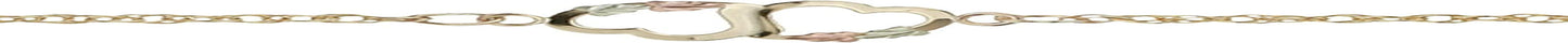 Two Hearts Ankle Bracelet, 10K Yellow Gold, 12K Green Gold, 12K Rose Gold Black Hills Gold Apparel & Accessories > Jewelry > Anklets The Men's Jewelry Store