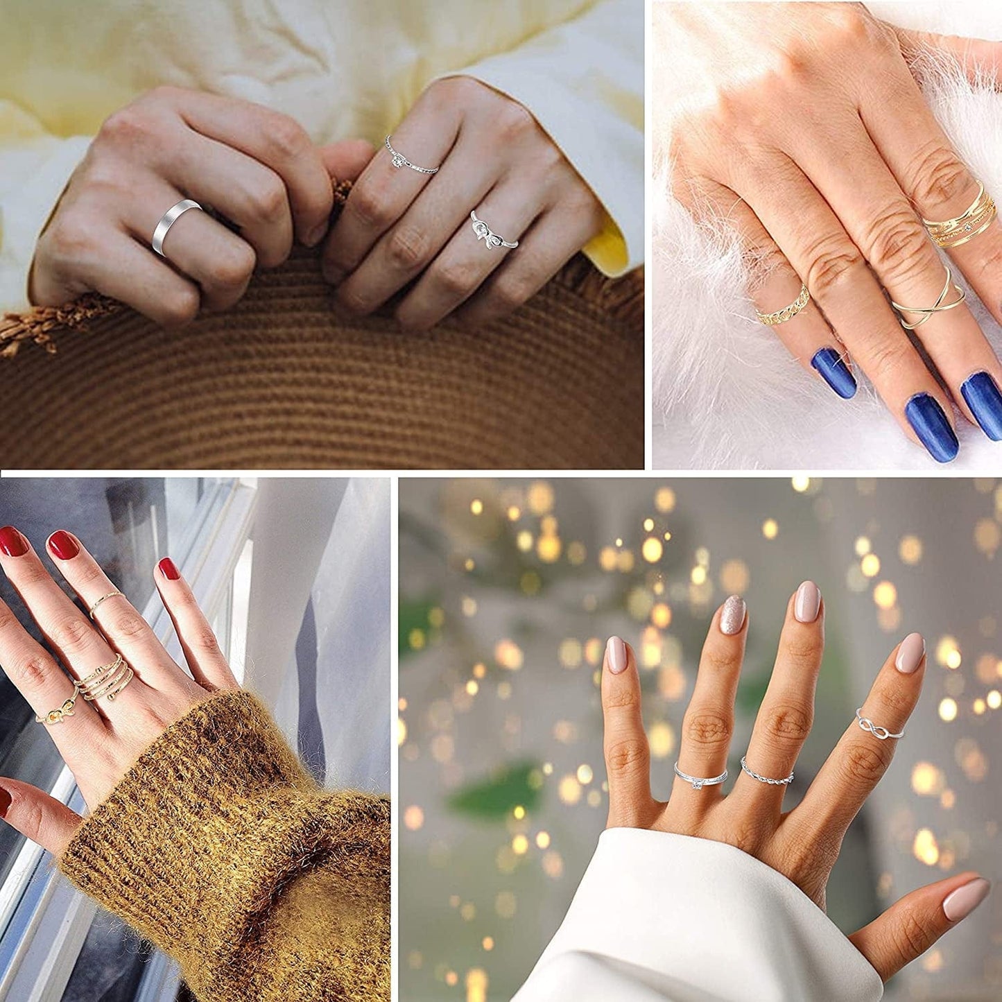 65PCS Bohemian Knuckle Ring Midi Ring Set Hollow Silver Gold Vintage Stackable Rings Fashion Finger Knuckle Midi Rings for Women 65pcs a set