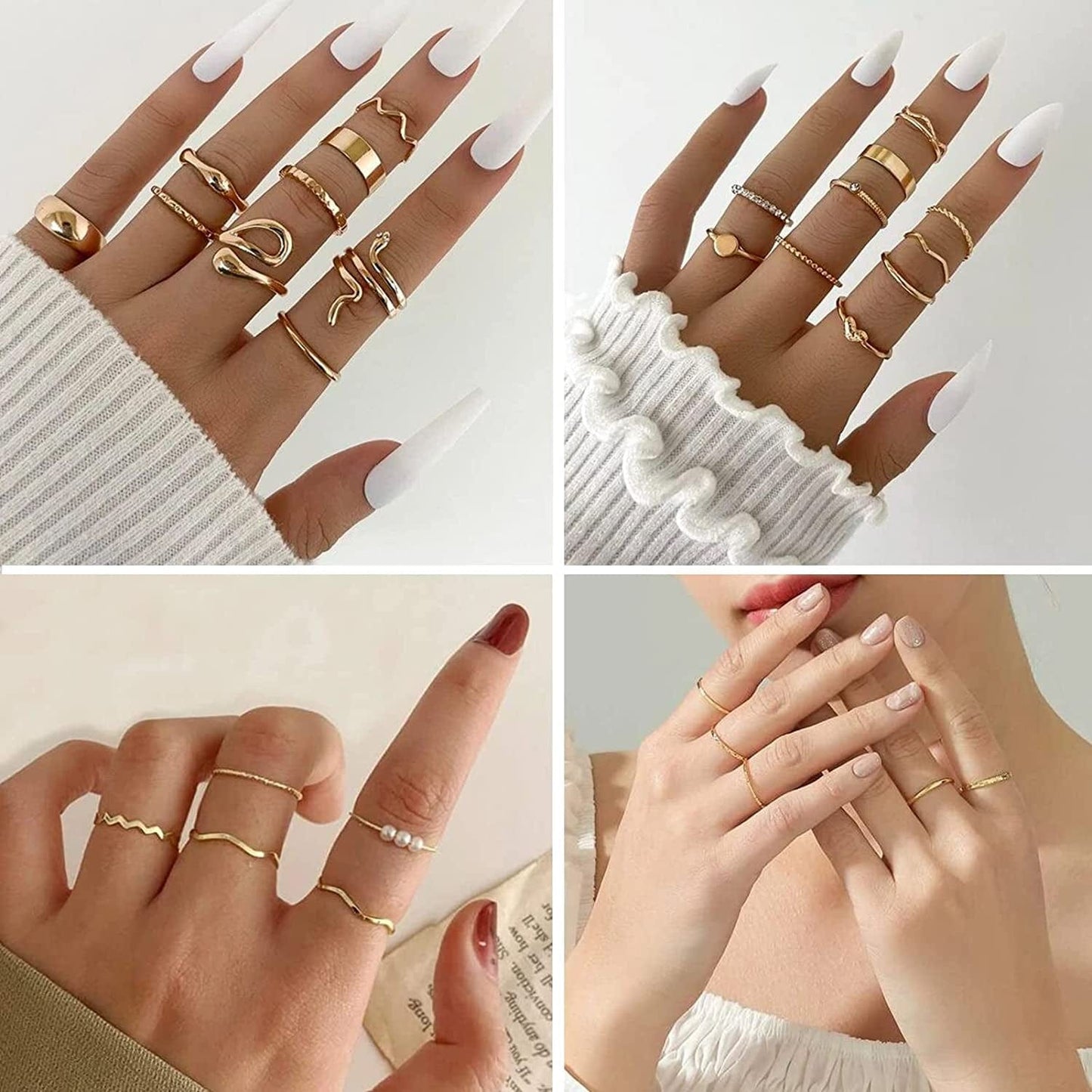 66 Pcs Gold Knuckle Rings Set for Women, Vintage Stackable Rings, Boho Snake Finger Rings, Trendy Midi Rings Pack for Teen Girls