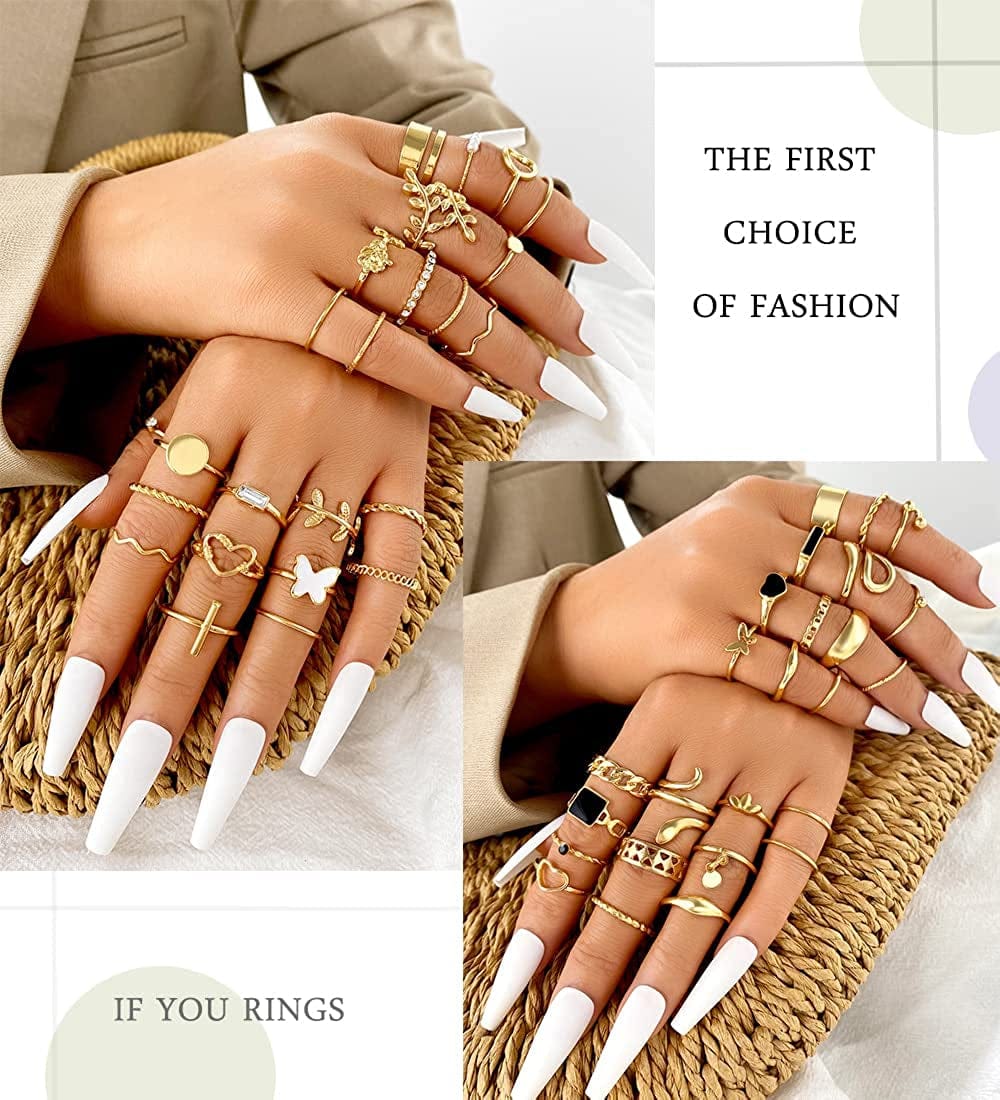 66 Pcs Gold Knuckle Rings Set for Women, Vintage Stackable Rings, Boho Snake Finger Rings, Trendy Midi Rings Pack for Teen Girls