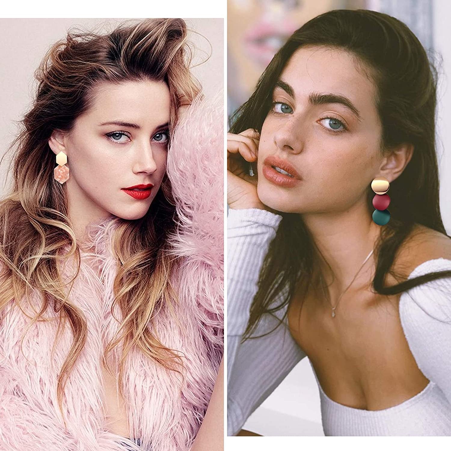 FIFATA 18 Pairs Statement Rattan Earrings for Women Girls Fun Acrylic Hoop Drop Dangle Earrings Fashion Resin Jewelry Set Hypoallergenic for Sensitive Ears Apparel & Accessories > Jewelry > Earrings FIFATA