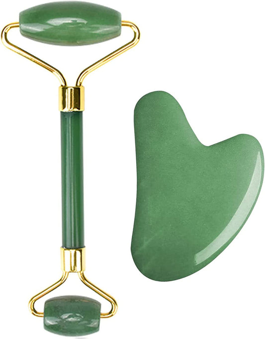 Ideayard Face Roller and Gua Sha Set - Jade Roller anti Aging Massager Tool - Natural Jade Roller for Face and Guasha Stone for Body - Beauty Roller Skin Care Tools Kit for Slimming & Firming Health & Beauty > Personal Care > Cosmetics > Cosmetic Tools > Skin Care Tools ideayard Green