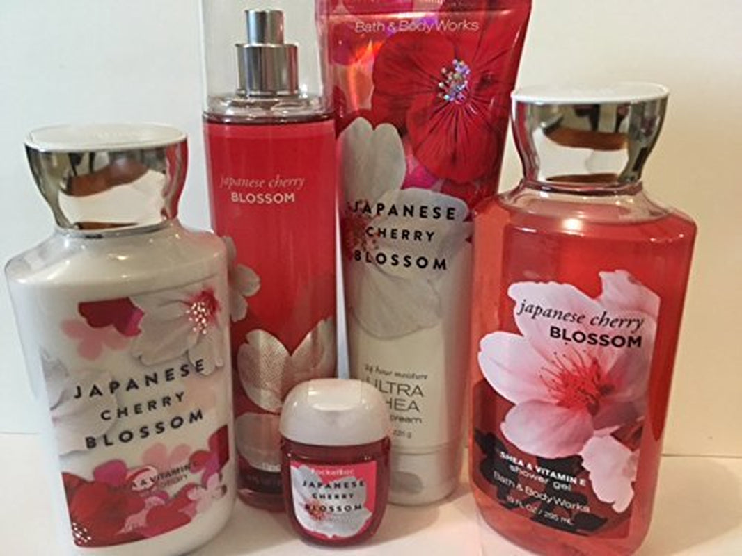 Bath & Body Works JAPANESE CHERRY BLOSSOM Lotion ~ Cream ~Fragrance Mist ~ Shower Gel + Small Sanitizing Hand Gel Lot of 5 Health & Beauty > Personal Care > Cosmetics > Bath & Body Bath & Body Works
