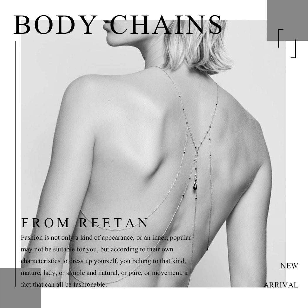 Reetan Punk Layered Chest Chains Silver Leather Body Chains Ring Rave Party Nightclub Body Jewelry Accessories for Women and Girls Apparel & Accessories > Jewelry > Body Jewelry Reetan