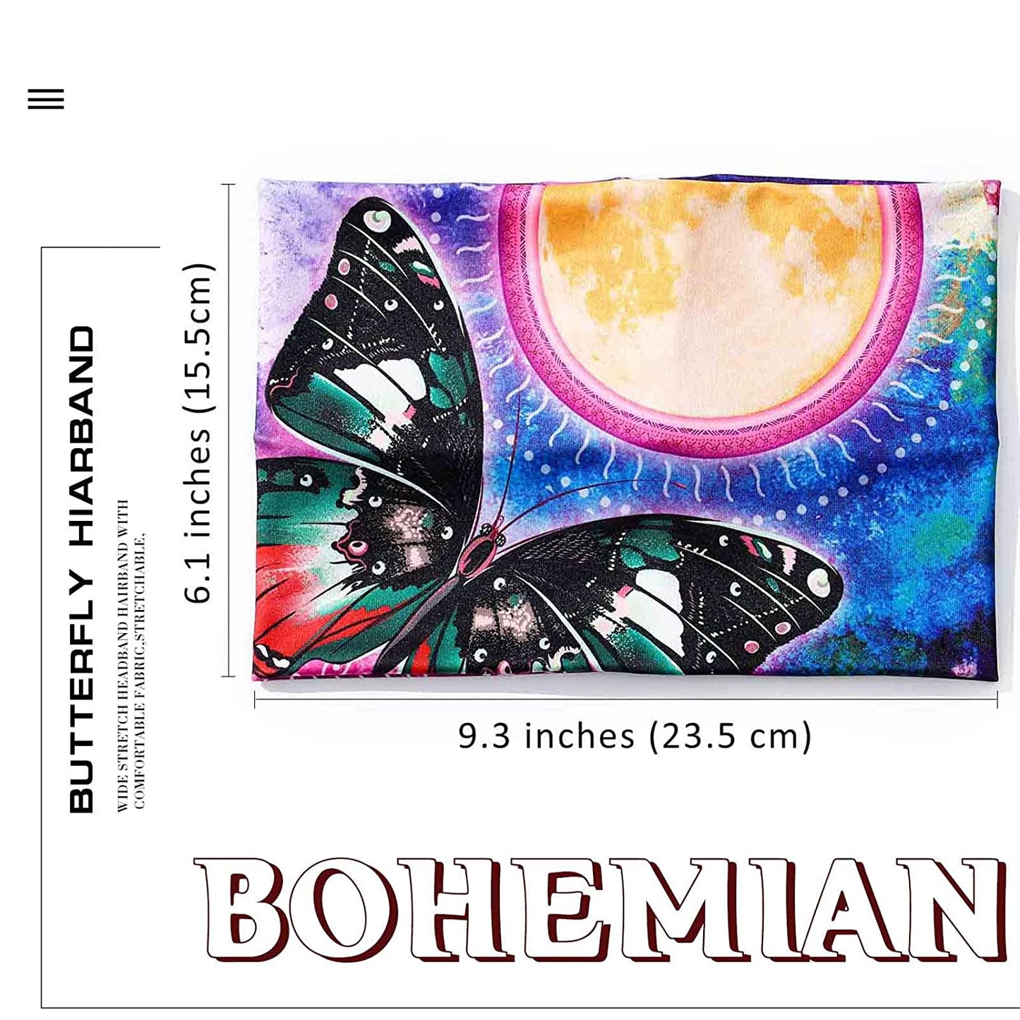 Olbye Wide Boho Headband Headwrap Butterfly Stretch Hair Bands Bandana Yoga Running Athletic Turban Head Bands Head Scarfs Hair Accessories for Women and Girls 4Pcs Apparel & Accessories > Clothing Accessories > Bandanas & Headties Olbye