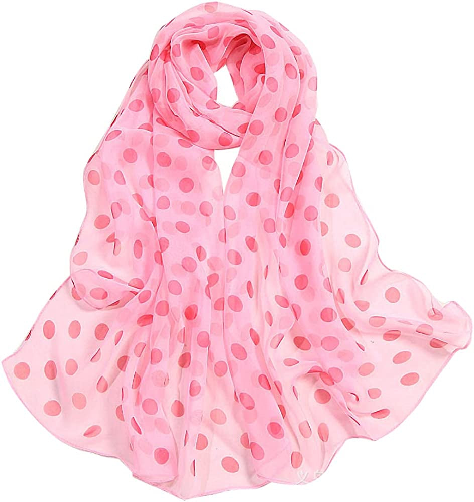 E-Clover Women Soft Floral Print Shawl Chiffon Sheer Scarf Apparel & Accessories > Clothing Accessories > Scarves & Shawls E-Clover Pink Dot