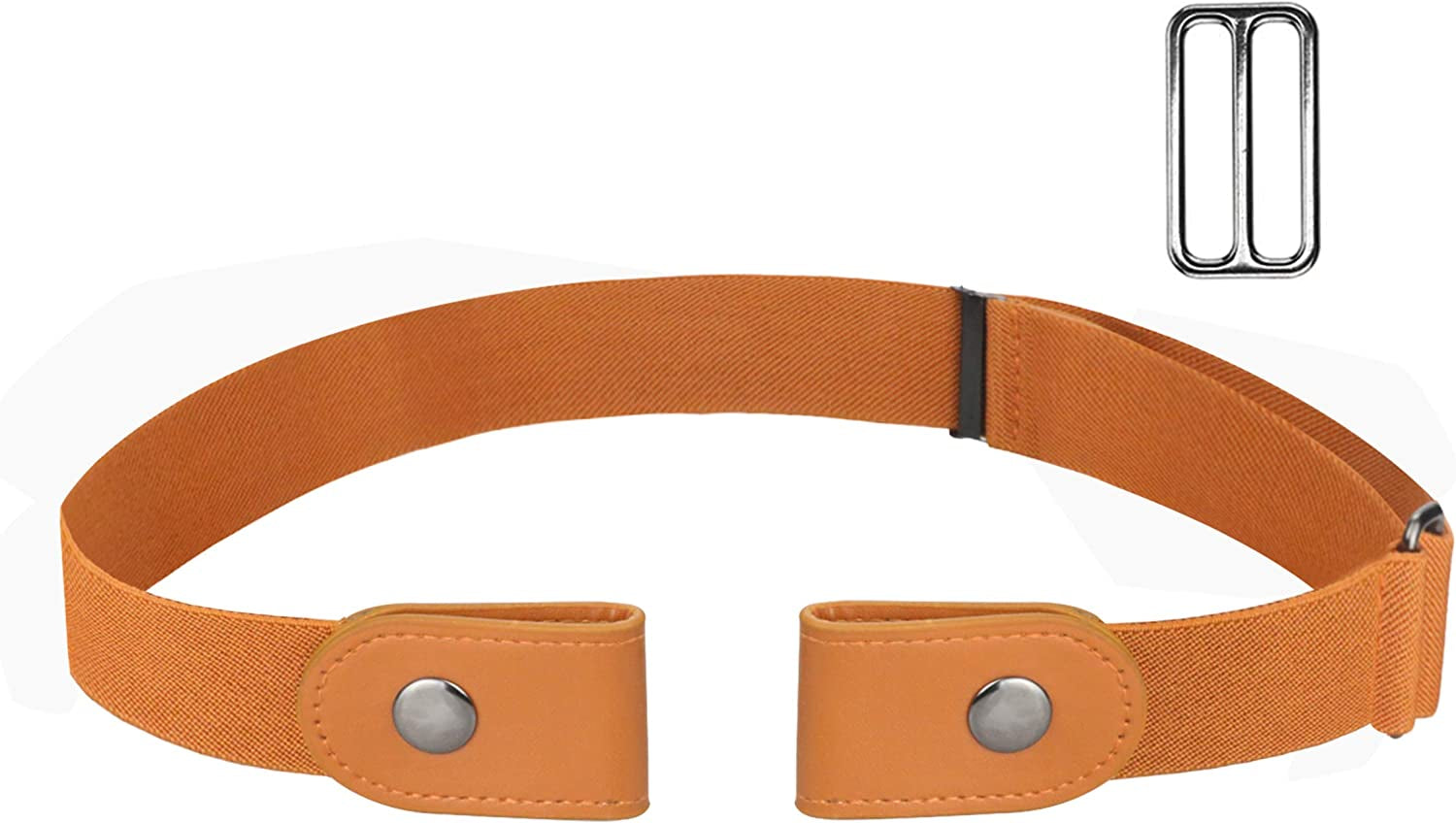 No Buckle Women/Men Stretch Belt, Invisible Elastic Belt for Jeans Pants Dresses Apparel & Accessories > Clothing Accessories > Belts maikun Orange waist 24"-50"