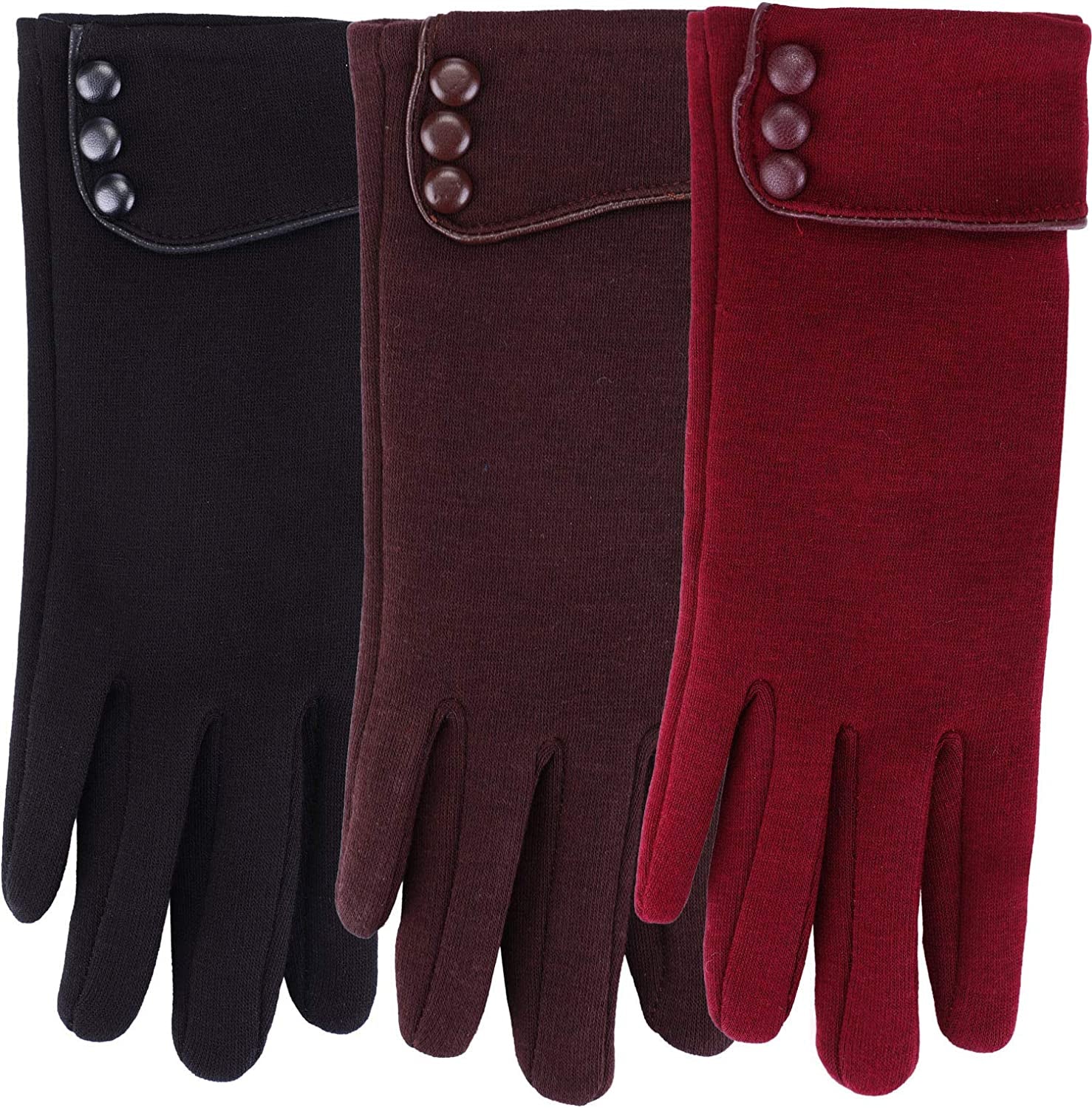 Patelai 3 Pairs Women Winter Gloves Warm Touchscreen Gloves Windproof Gloves for Women Girls Winter Using Apparel & Accessories > Clothing Accessories > Gloves & Mittens Patelai
