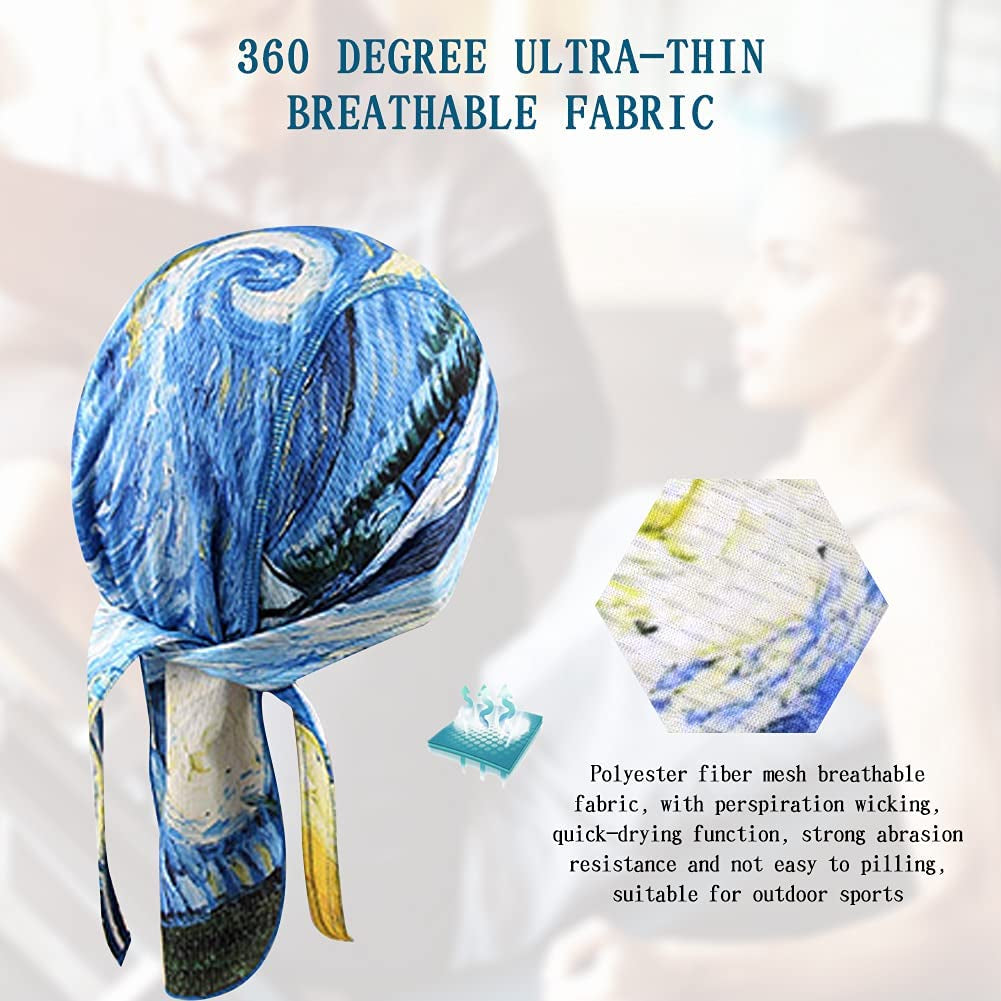 Beanie Skull Cap Quick Dry Adjustable Stretch Head Scarf Wrap Bandana Men Women Apparel & Accessories > Clothing Accessories > Bandanas & Headties HZQDLN