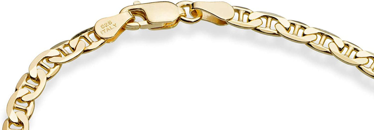 Miabella 18K Gold over Sterling Silver Italian 3Mm, 4Mm Solid Diamond-Cut Mariner Link Chain Anklet Ankle Bracelet for Women, Made in Italy Apparel & Accessories > Jewelry > Anklets Miabella