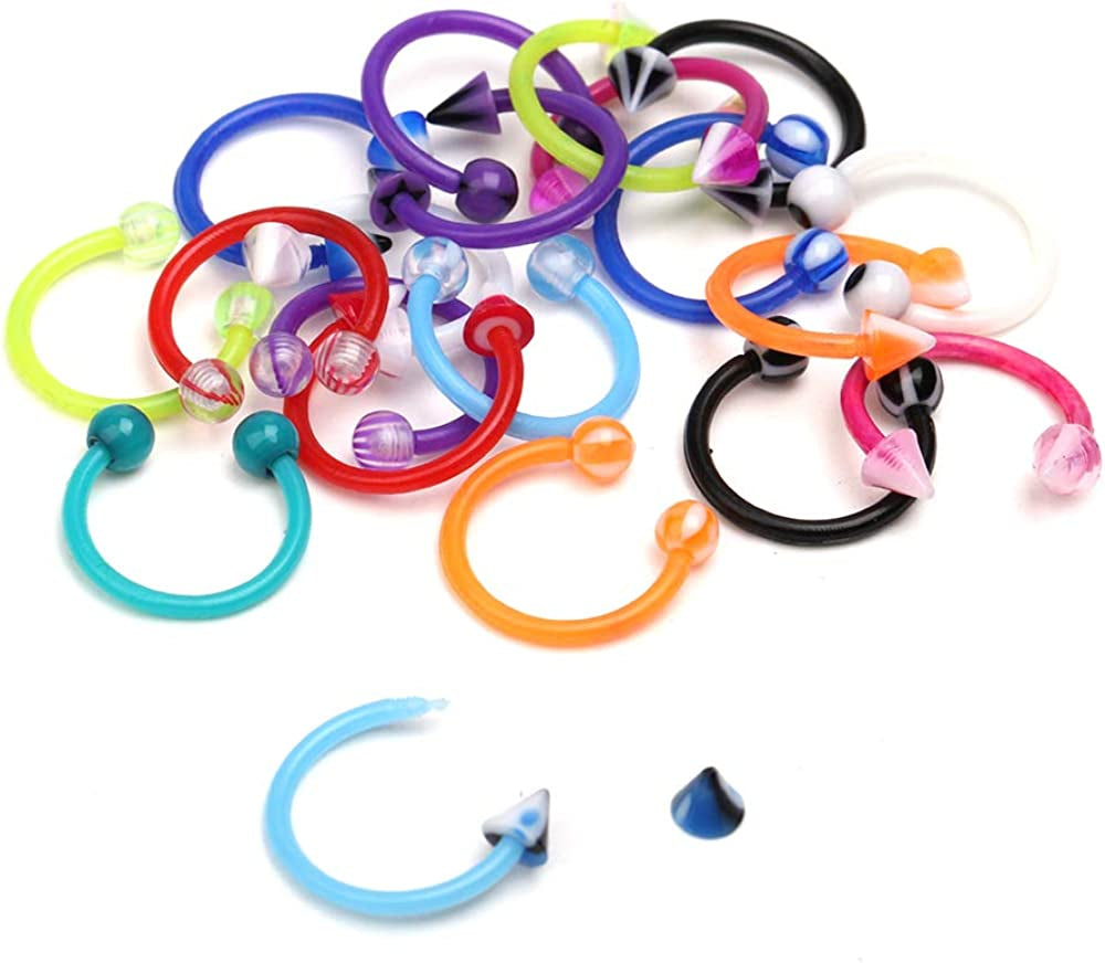 Crazypiercing Wholesale 80 Flexible Lip Tongue Eyebrow Bar Rings Barbell Piercing Body Jewelry Multicolor Apparel & Accessories > Jewelry > Body Jewelry CrazyPiercing
