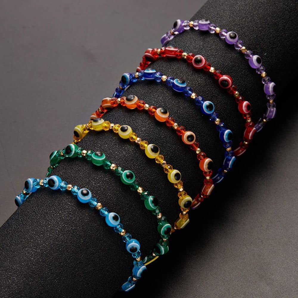 Evil Eye Beaded Bracelet Lucky Braid Rope Adjustable String Amulet Bracelet Retro Crystal Bead Friends Bracelet Jewelry for Women Men(Dark Blue) Apparel & Accessories > Jewelry > Bracelets Generic