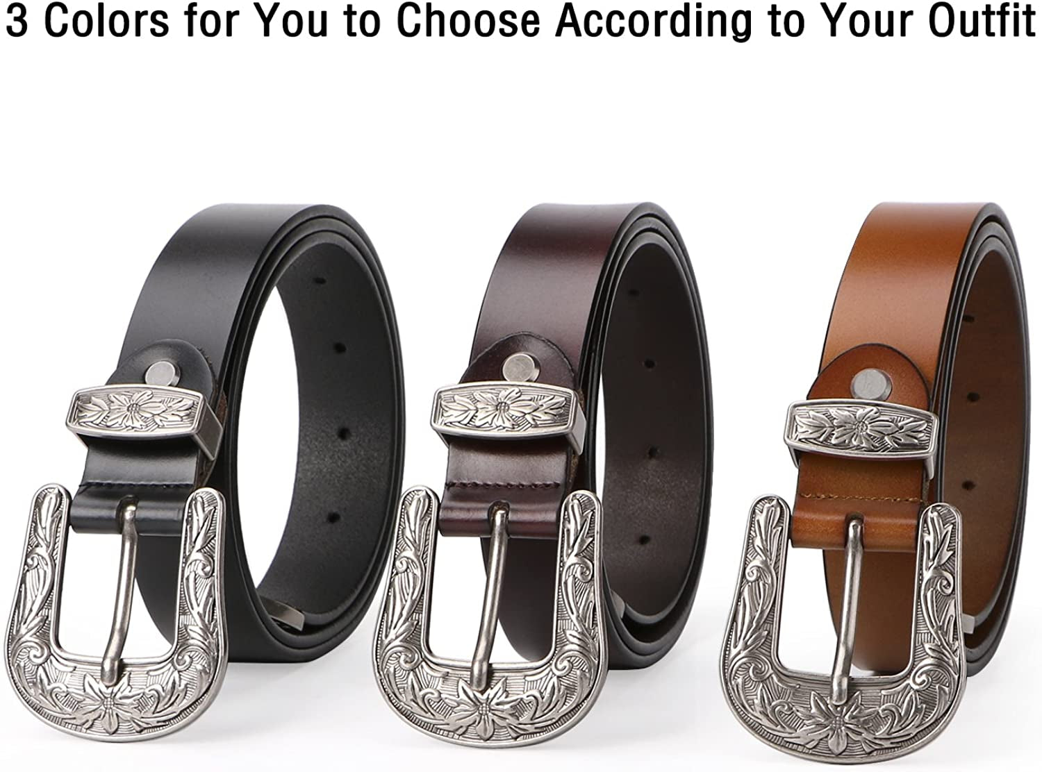 SUOSDEY Fashion Leather Belts for Women with Vintage Metal Buckle Belt Apparel & Accessories > Clothing Accessories > Belts SUOSDEY