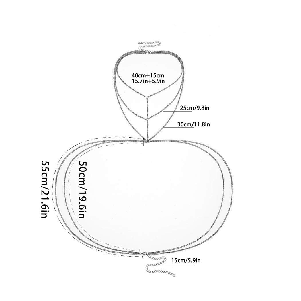 Bounzhi Harness Body Chain Bra Sexy Silver Body Jewelry Necklace Bikini Chains for Women and Girls(Silver), Free Sizes, B-015 Apparel & Accessories > Jewelry > Body Jewelry Bounzhi