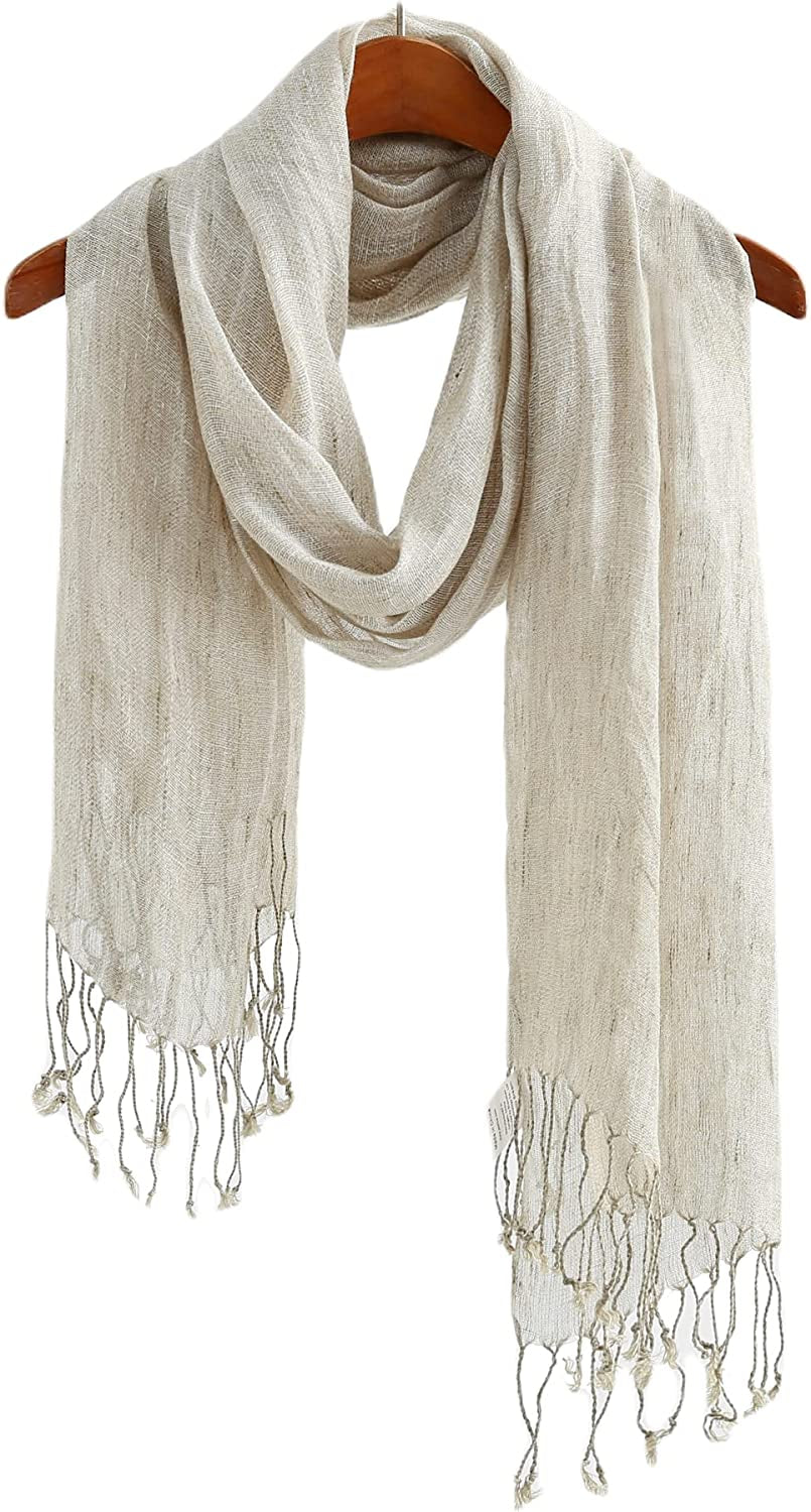 Jeelow Lightweight Summer Scarf Light Shawl Wrap Linen Feel Scarves for Men and Women Apparel & Accessories > Clothing Accessories > Scarves & Shawls Jeelow Linen Light Green