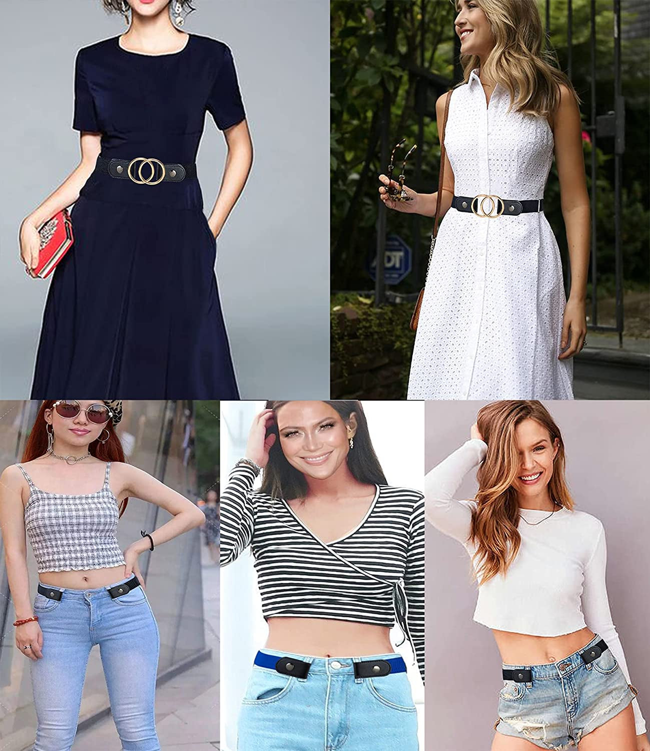 MSTOKIN No Buckle Stretch Belt Invisible Elastic Buckleless Belts for Jeans Double O Ring Belt for Waist Dress Pack of 4,2 Apparel & Accessories > Clothing Accessories > Belts MSTOKIN