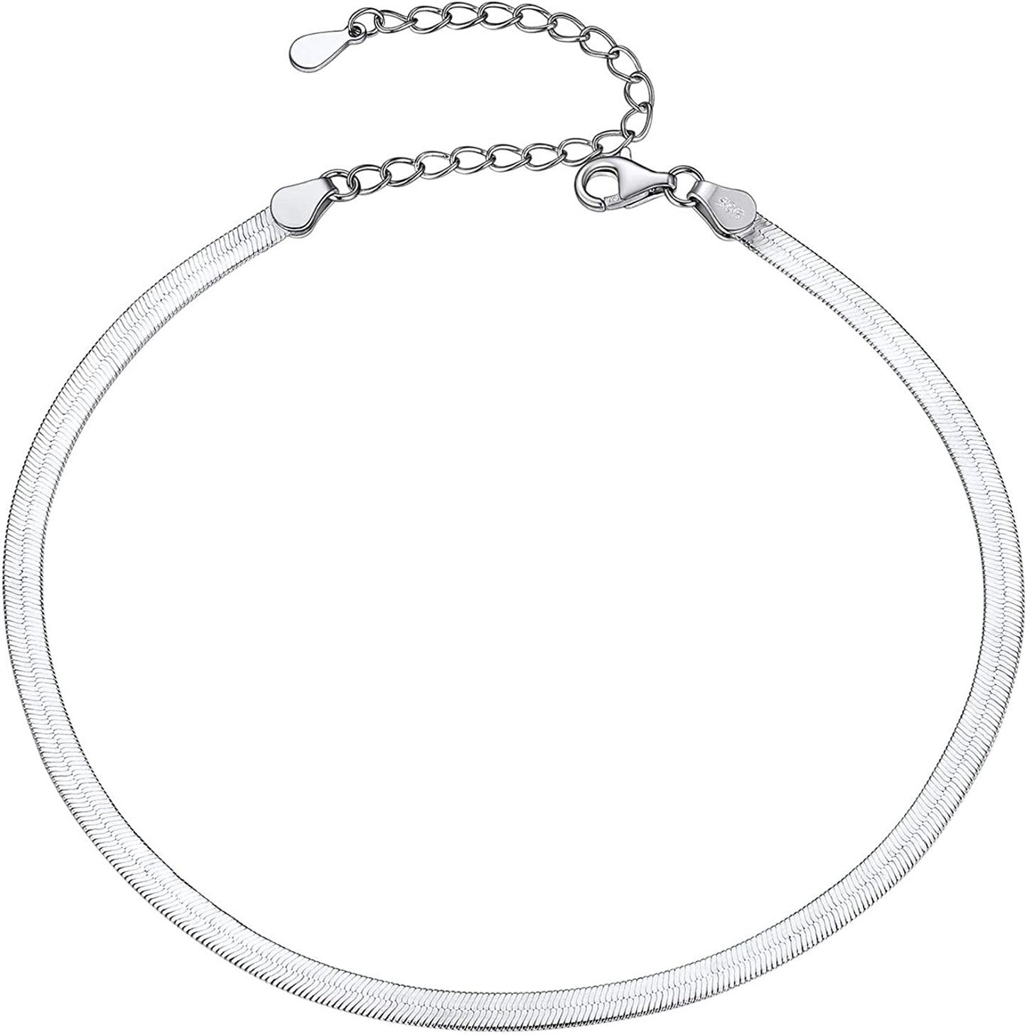 PROSTEEL Stainless Steel Chain Anklets for Men Women, Silver/Gold Tone, Ankle Bracelets Hypoallergenic, 8-10.5 Inch Adjustable, Come Gift Box Apparel & Accessories > Jewelry > Anklets Prosteel Jewelry H: 925 sterling silver-herringbone chain-3mm