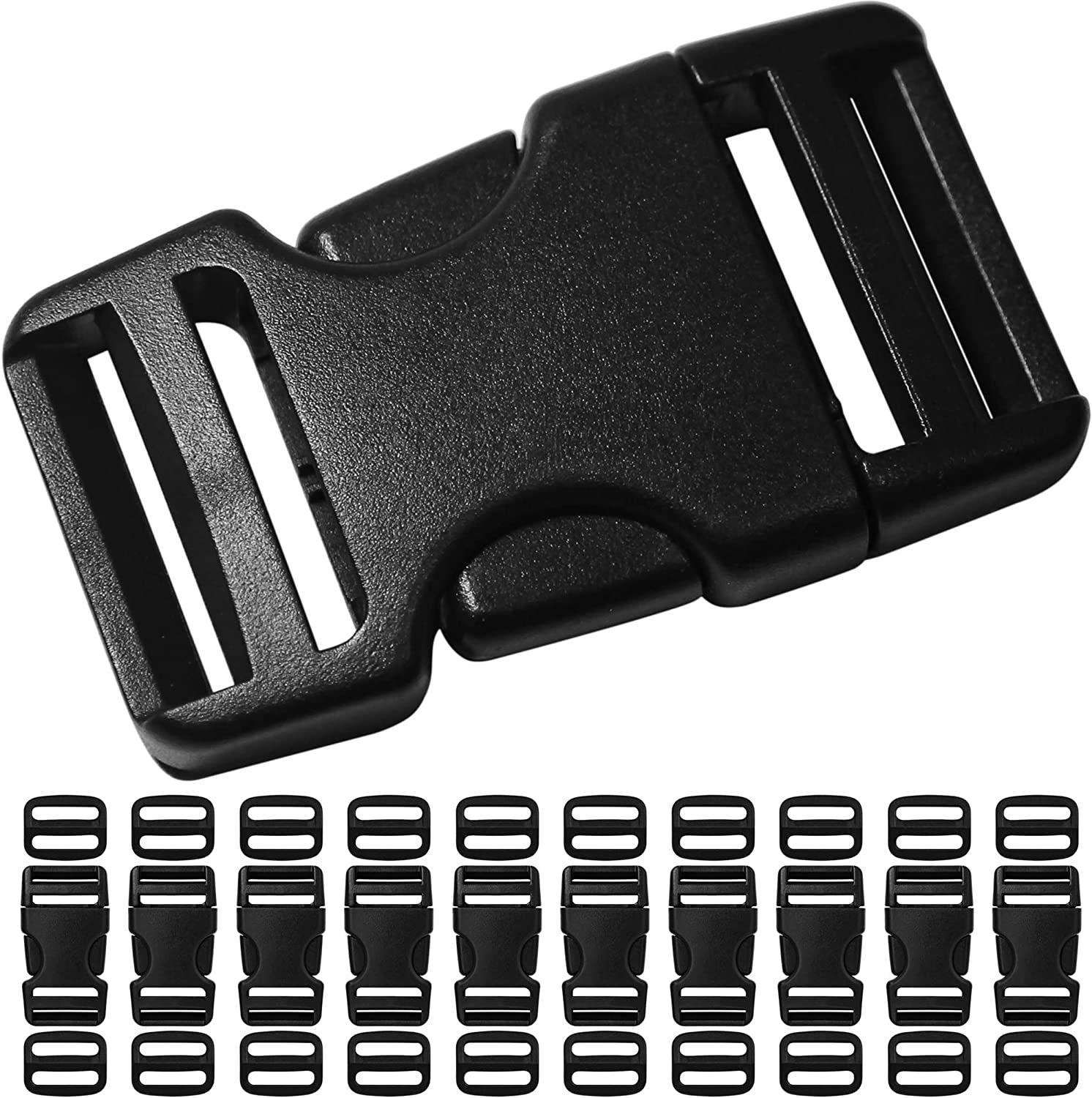 Buckle for Strap 1.5": Side Release Buckles Plastic Clips 4 Set + Tri-Glide Slide 8 Pcs Fit 1 1/2 Inch Wide Nylon Straps Webbing Belt, Heavy Duty Replacement for Backpack, Dual Adjustable No Sewing Apparel & Accessories > Clothing Accessories > Belt Buckles LASIGHT 10 Set 1 in