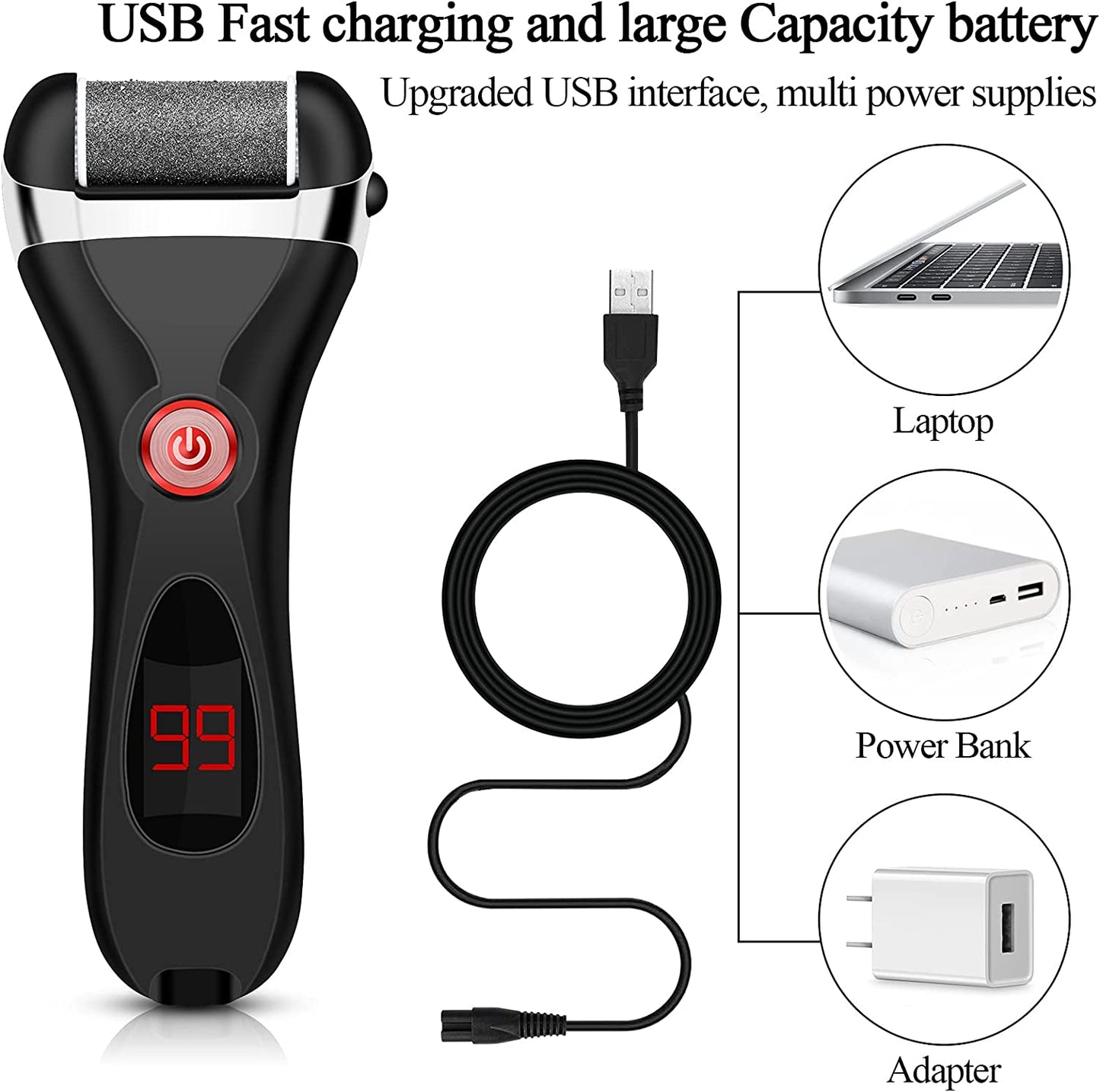 Electric Callus Remover for Feet Rechargeable, 15 in 1 Pedicure Tools Kit Foot Scrubber Dead Skin Remover Foot Files Scraper for Foot Spa Women and Men Feet Care Health & Beauty > Personal Care > Foot Care EAONE