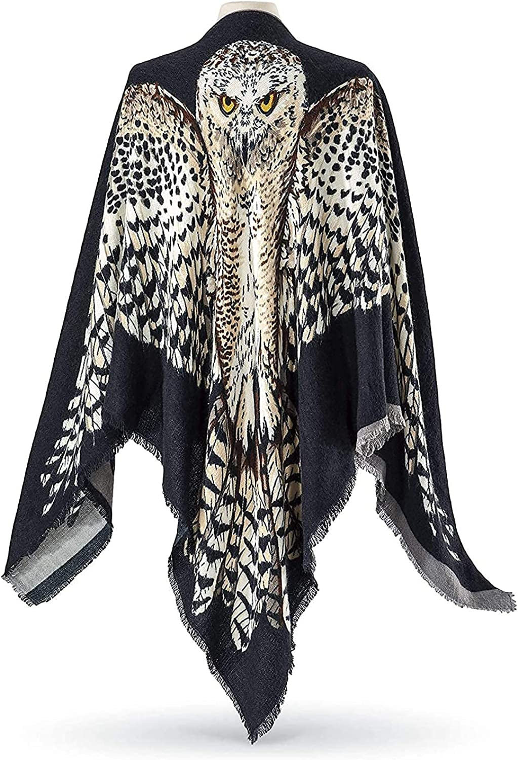 PGI Traders Owl Scarf/Shawl | Black or Gray Reversible Print | Warm and Stylish | Party, Halloween, Festival, Office | Ultra Soft Acrylic | 56” Square Apparel & Accessories > Clothing Accessories > Scarves & Shawls MAXNEW CREATION LIMITED