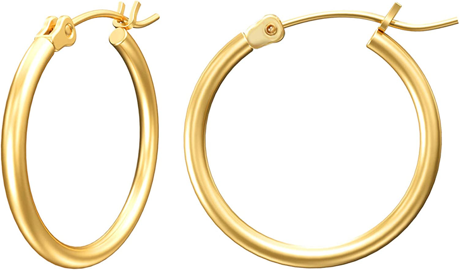 Gacimy Gold Hoop Earrings for Women 14K Real Gold Plated Hoops with 925 Sterling Silver Post Apparel & Accessories > Jewelry > Earrings Gacimy Gold 20mm