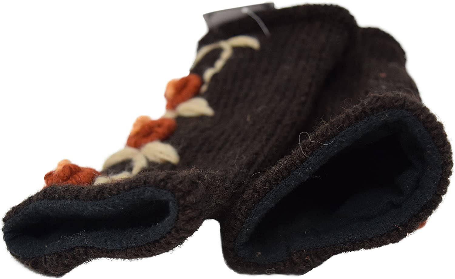 Floral Insulated Lined Wool Knit Arm Warmer Texting Fingerless Gloves Thumb Hole Hand Mittens Apparel & Accessories > Clothing Accessories > Gloves & Mittens Nickanny's