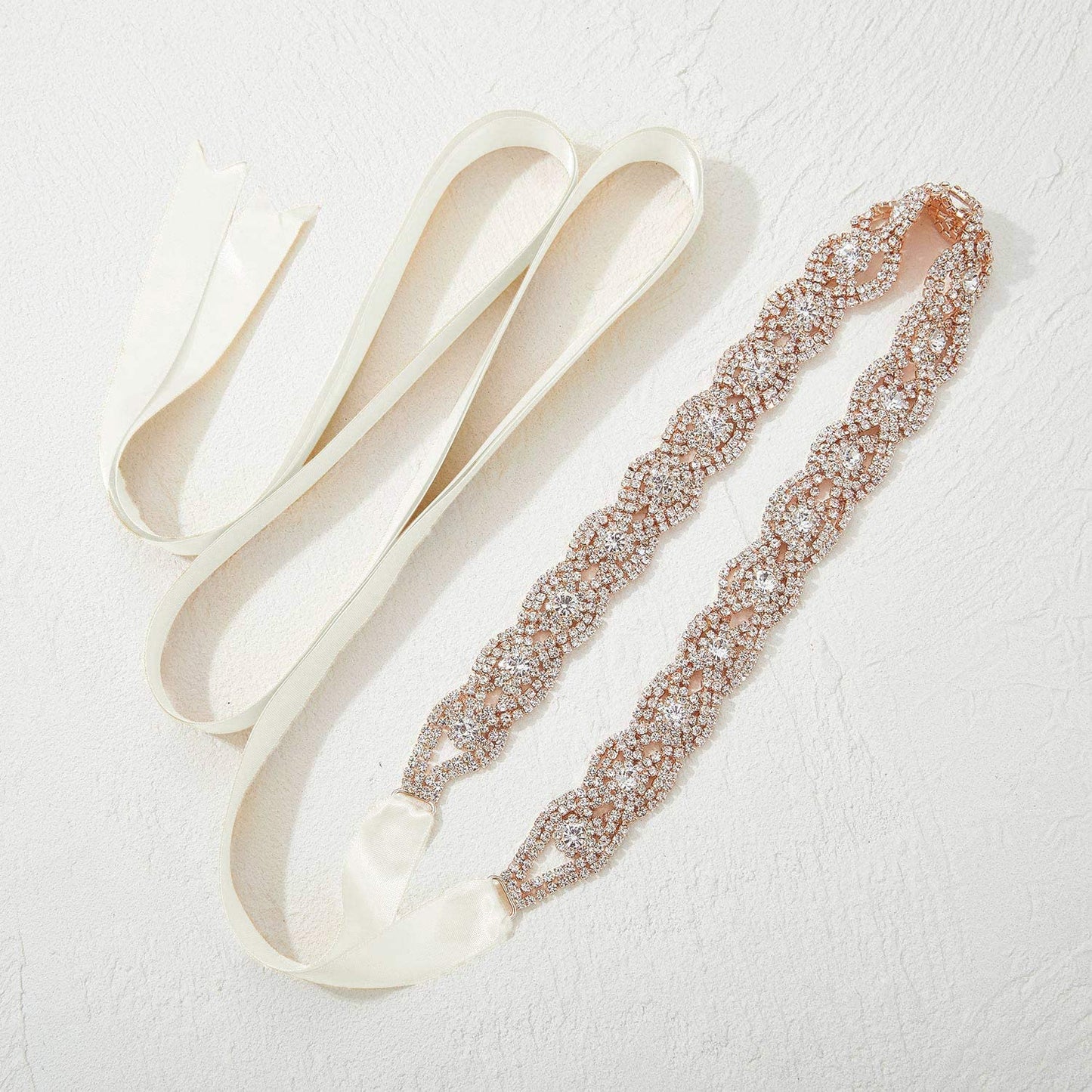 SWEETV Rhinestone Bridal Belt Braid Crystal Wedding Dress Belt Sash Headband for Bride Bridesmaid Apparel & Accessories > Clothing Accessories > Belts SWEETV