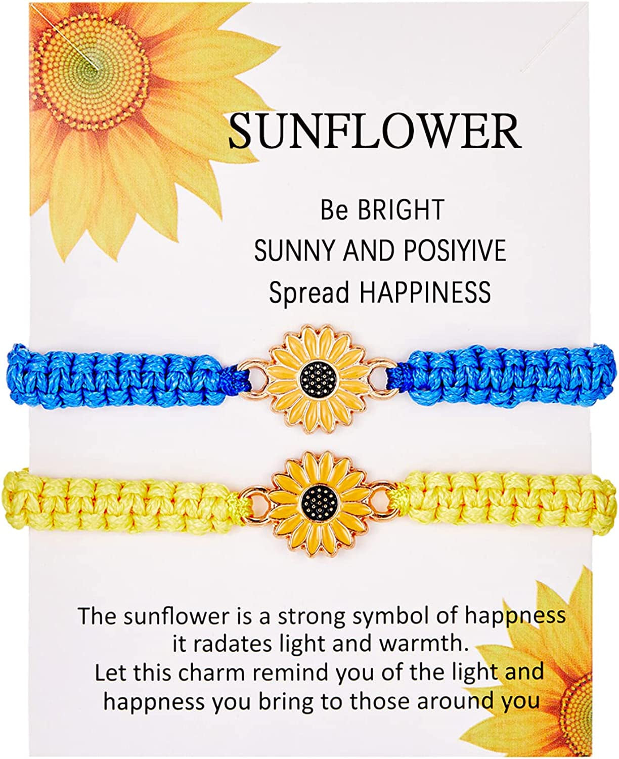Sunflower Bracelet Anklet Pinky Promise Friendship Adjustable Bracelet Anklet Sunflower Best Gifts for Best Friends Couple Family Apparel & Accessories > Jewelry > Anklets iDIMSON Yellow & Dark Blue