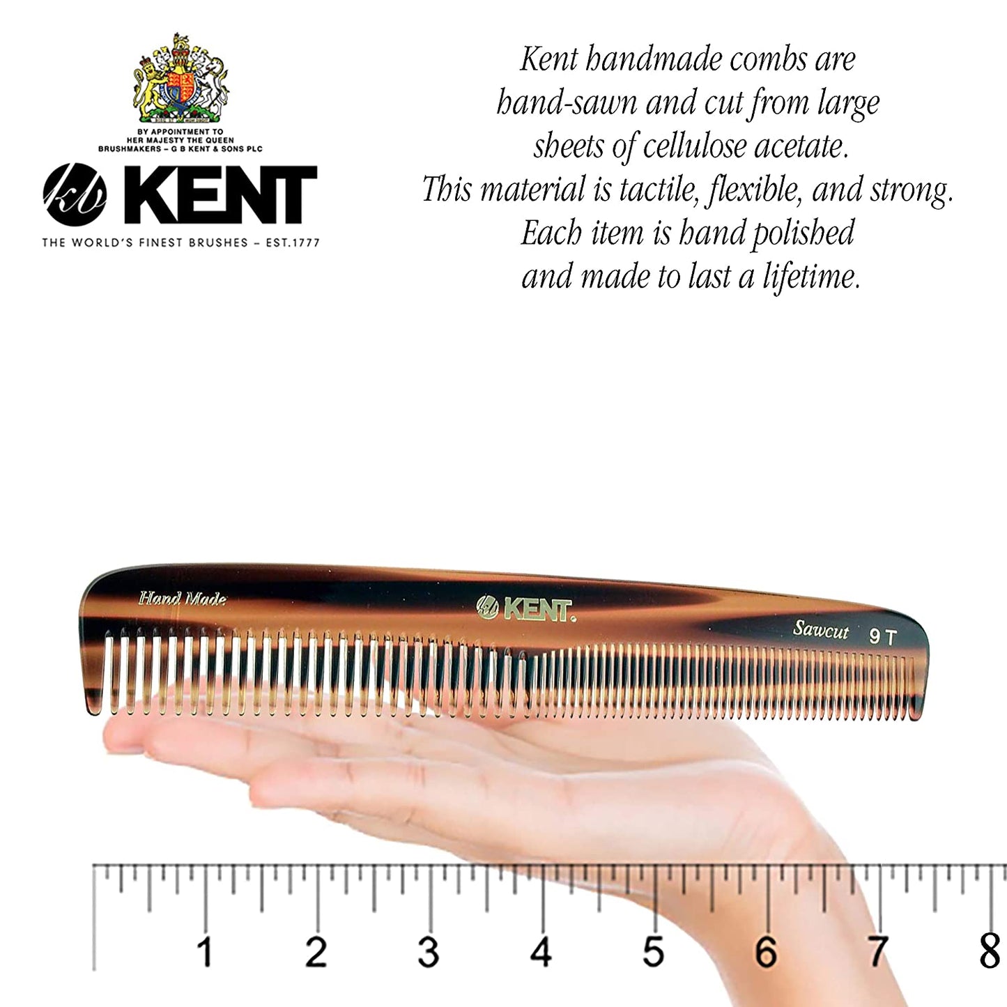 Kent 9T Pocket Comb & Hair Straightener - Wide Tooth/Fine Tooth Comb for Hair Care - Beard Straightener Comb and Cosmetology Supplies - Detangling Comb and Straightening Comb Styling Beard Comb Health & Beauty > Personal Care > Hair Care KENT