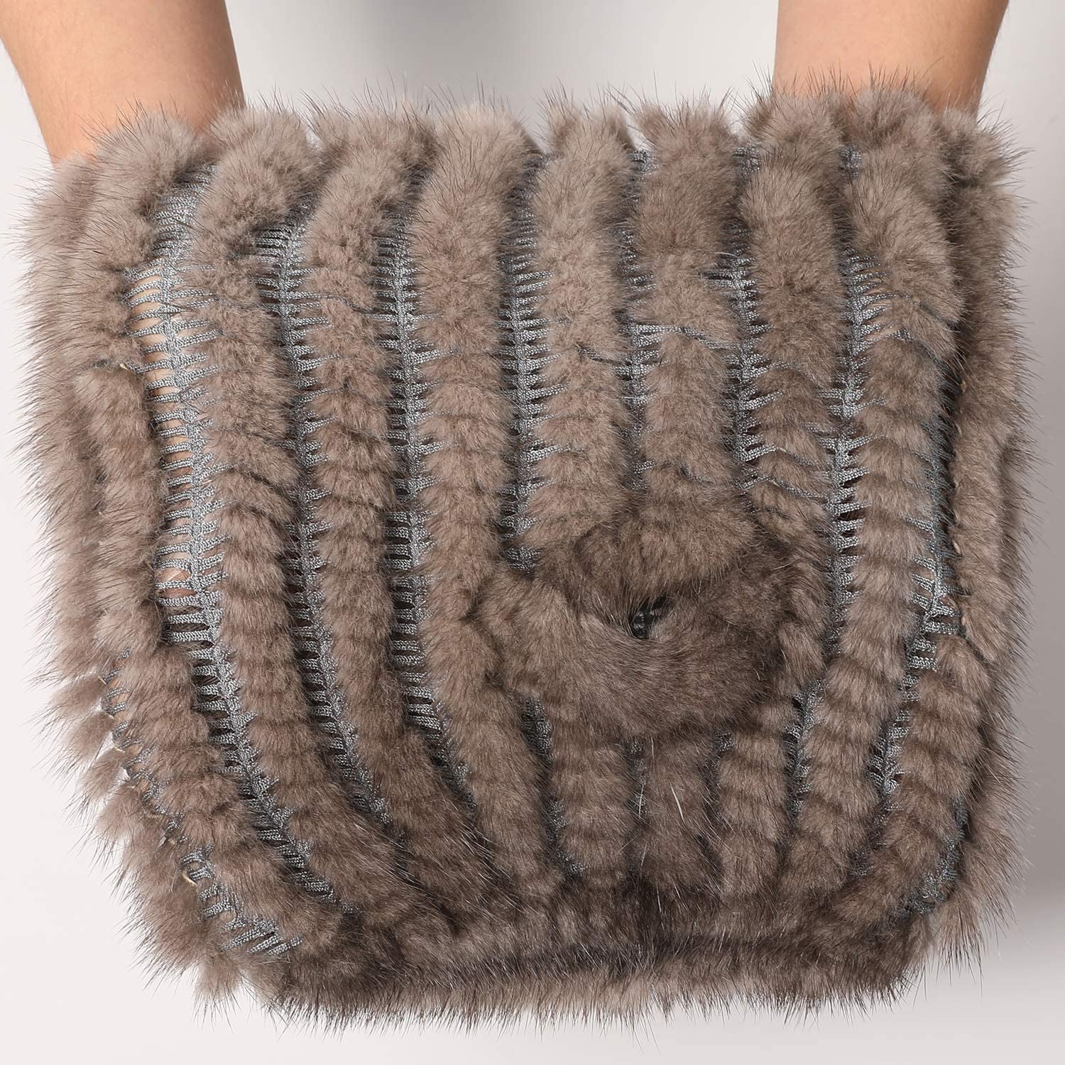 Valpeak Womens Winter Mittens Knitted Mink Fur Gloves Fingerless Arm Warmers Cold Weather Elasticity Apparel & Accessories > Clothing Accessories > Gloves & Mittens Valpeak