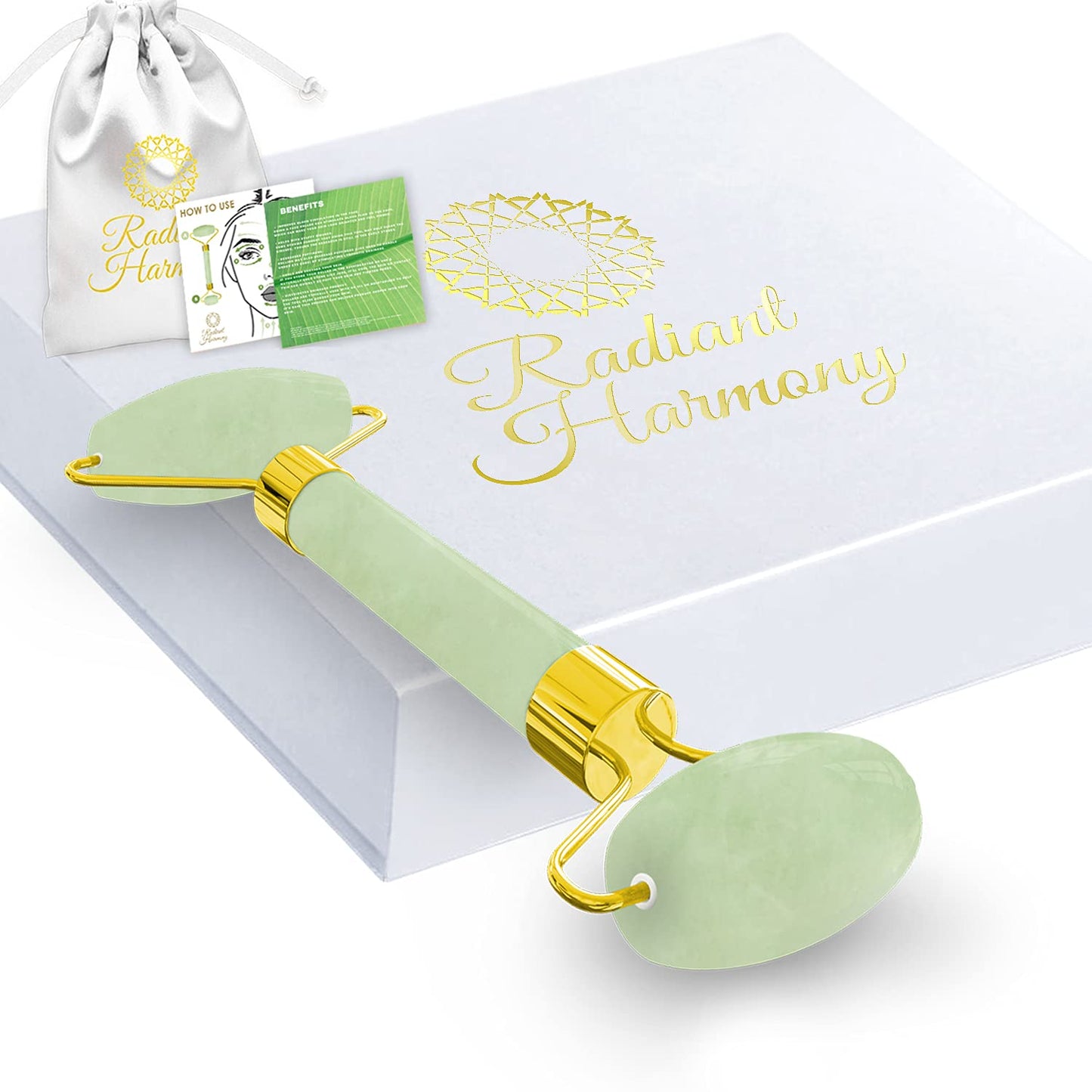 Radiant Harmony Gua Sha - Rose Quartz Gua Sha Facial Tools as Face Massager - Guasha Tool for Face Skin Care Tools - Easy to Use - Arrives in a Luxury Box & Bag with Guide - Gifts for Women Health & Beauty > Personal Care > Cosmetics > Cosmetic Tools > Skin Care Tools RADIANT HARMONY Light Jade Roller