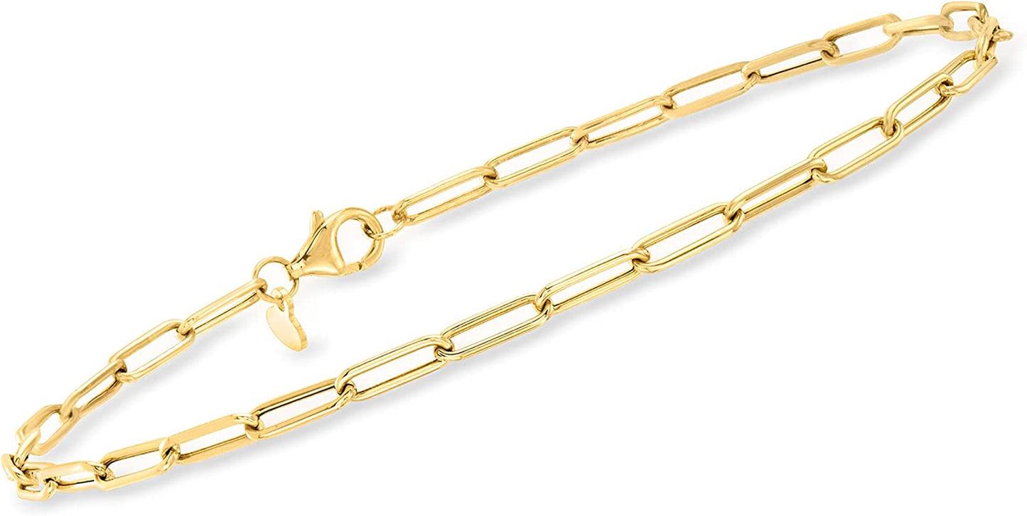 RS Pure by Ross-Simons Italian 14Kt Yellow Gold Paper Clip Link Anklet. 9 Inches Apparel & Accessories > Jewelry > Anklets Ross-Simons