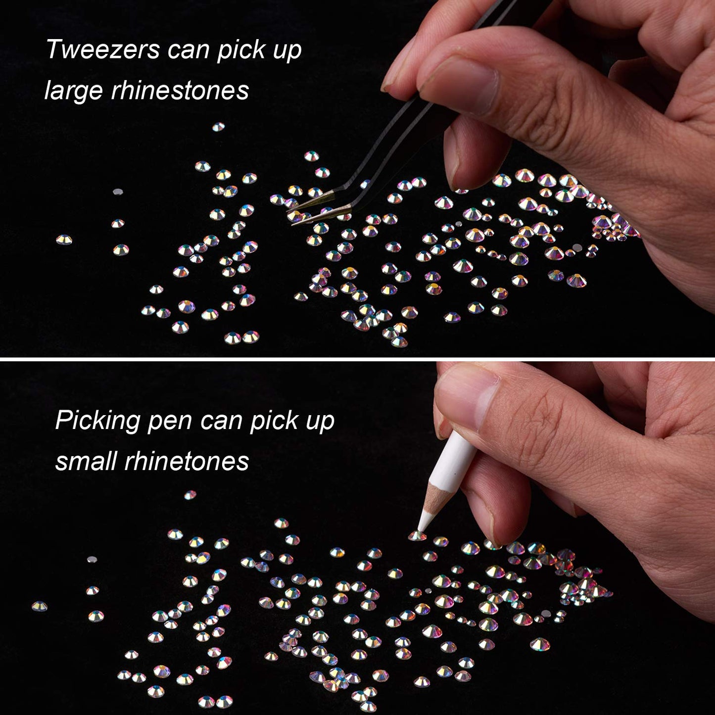 FITDON 3200Pcs Flat Back round Crystal AB Rhinestones Iridescent Glass Charms Nail Stones Gems with Pick up Tweezers Rhinestones Picking Pen Dual-Use Brush Dotting Tools Health & Beauty > Personal Care > Cosmetics > Cosmetic Tools > Nail Tools FITDON