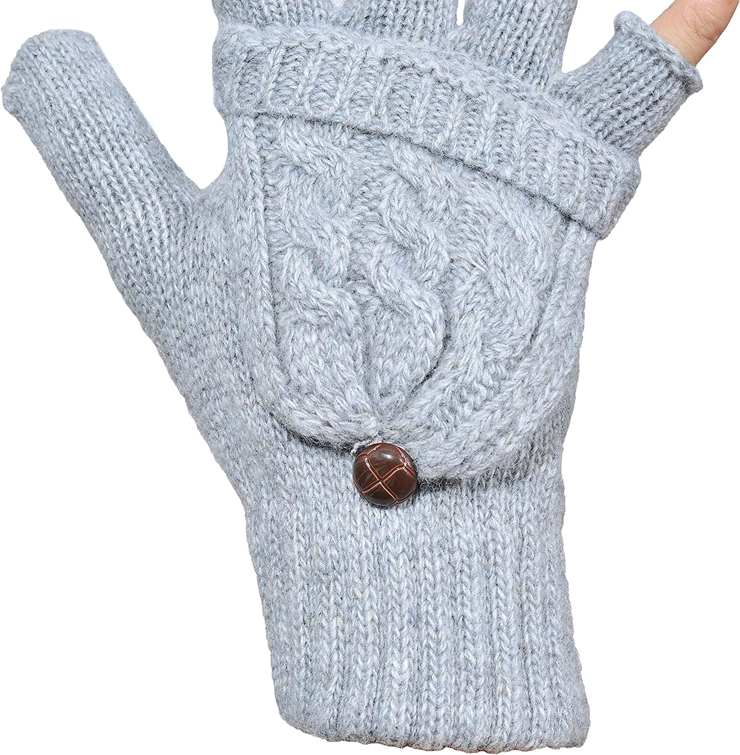 Beurlike Women'S Winter Gloves Warm Wool Knitted Convertible Fingerless Mittens Apparel & Accessories > Clothing Accessories > Gloves & Mittens Beurlike
