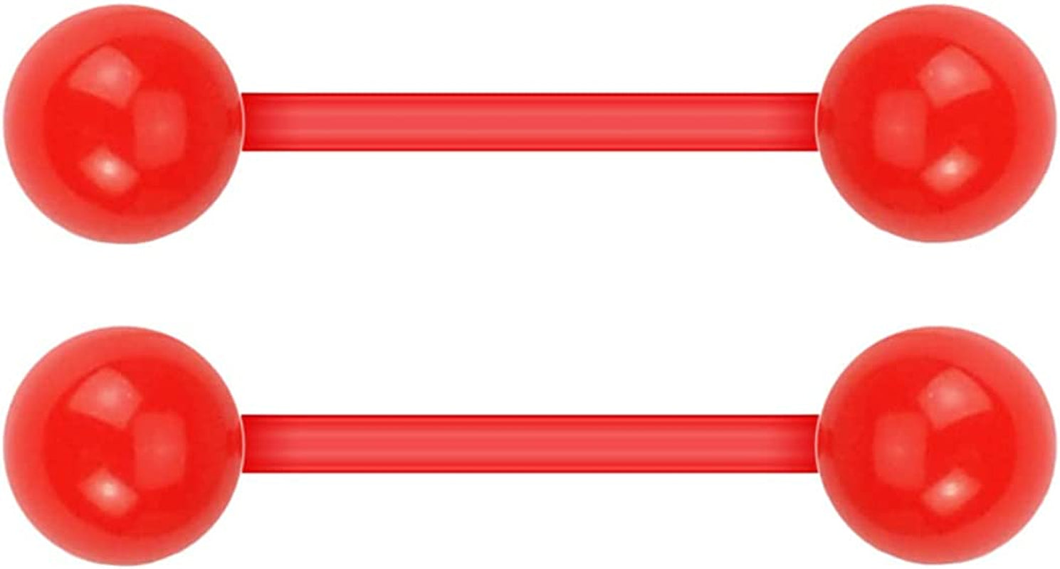 Forbidden Body Jewelry Nipple Rings, Tongue Rings, Nipple Piercing Jewelry, Nipple Jewelry, Flexible Acrylic Barbell Set 14G 16Mm (5/8 Inch) plus Free Bonus Barbell Apparel & Accessories > Jewelry > Body Jewelry Forbidden Body Jewelry Red