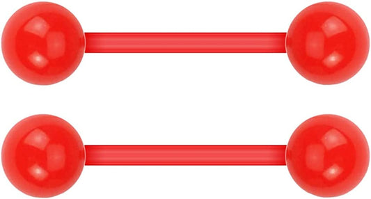 Forbidden Body Jewelry Nipple Rings, Tongue Rings, Nipple Piercing Jewelry, Nipple Jewelry, Flexible Acrylic Barbell Set 14G 16Mm (5/8 Inch) plus Free Bonus Barbell Apparel & Accessories > Jewelry > Body Jewelry Forbidden Body Jewelry Red