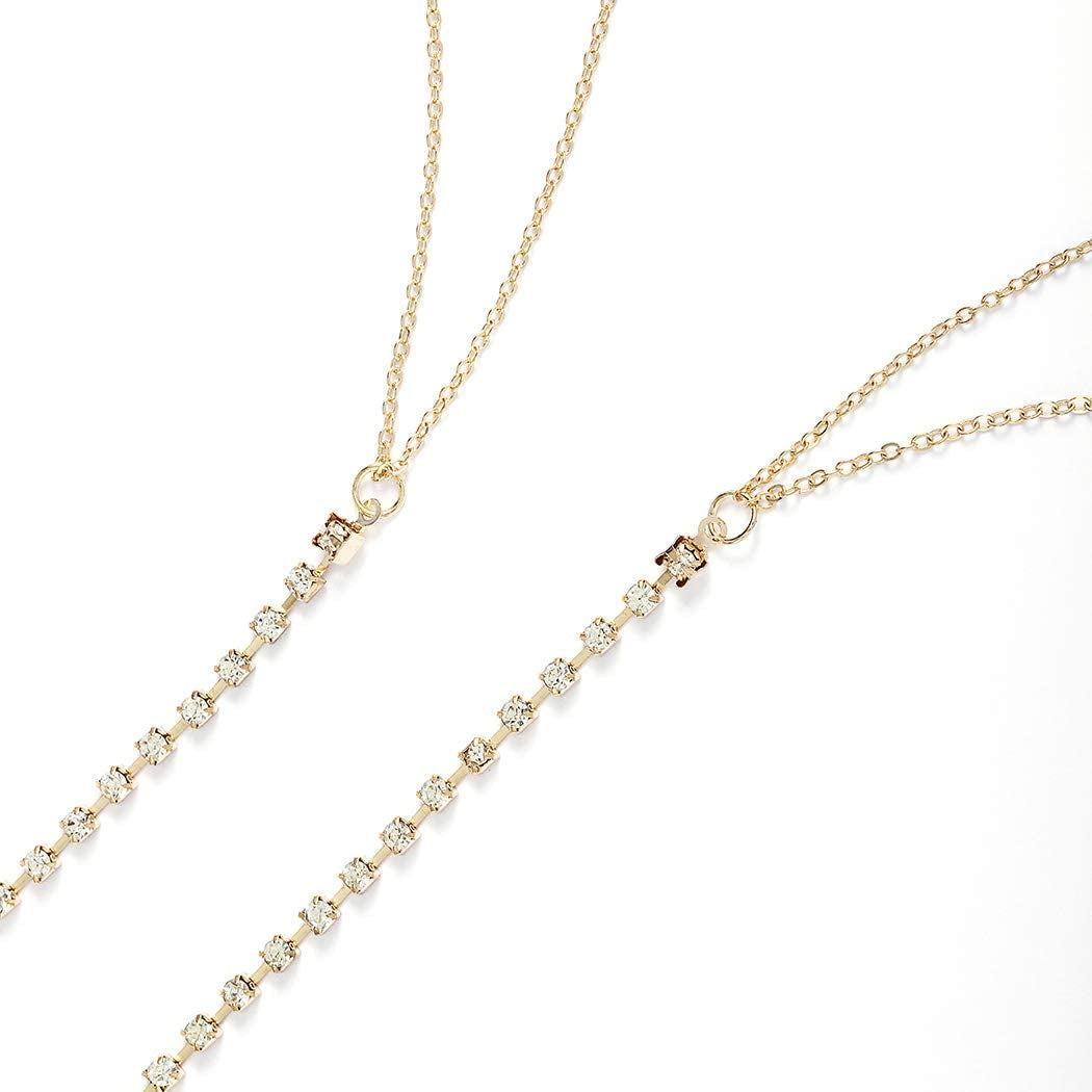 Bomine Rhinestone Body Chain Bra Crystal Bikini Body Jewelry Necklace Bikini Sexy Chains for Women and Girls (Gold) Apparel & Accessories > Jewelry > Body Jewelry Bomine