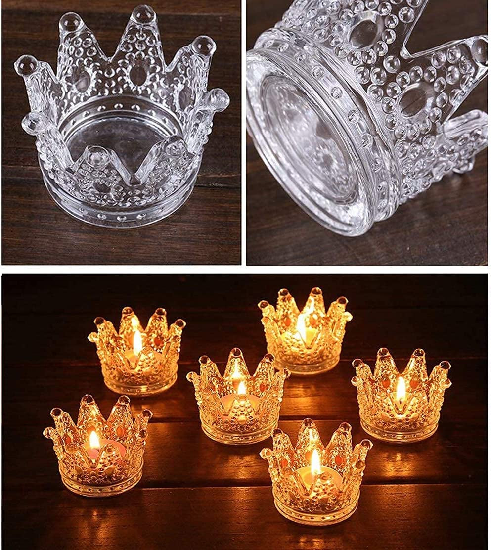 Vixdonos Crown Glass Tealight Candle Holder Set of 12 Clear Votive Candle Holders for Wedding, Party and Home Decor Apparel & Accessories > Jewelry > Anklets Vixdonos