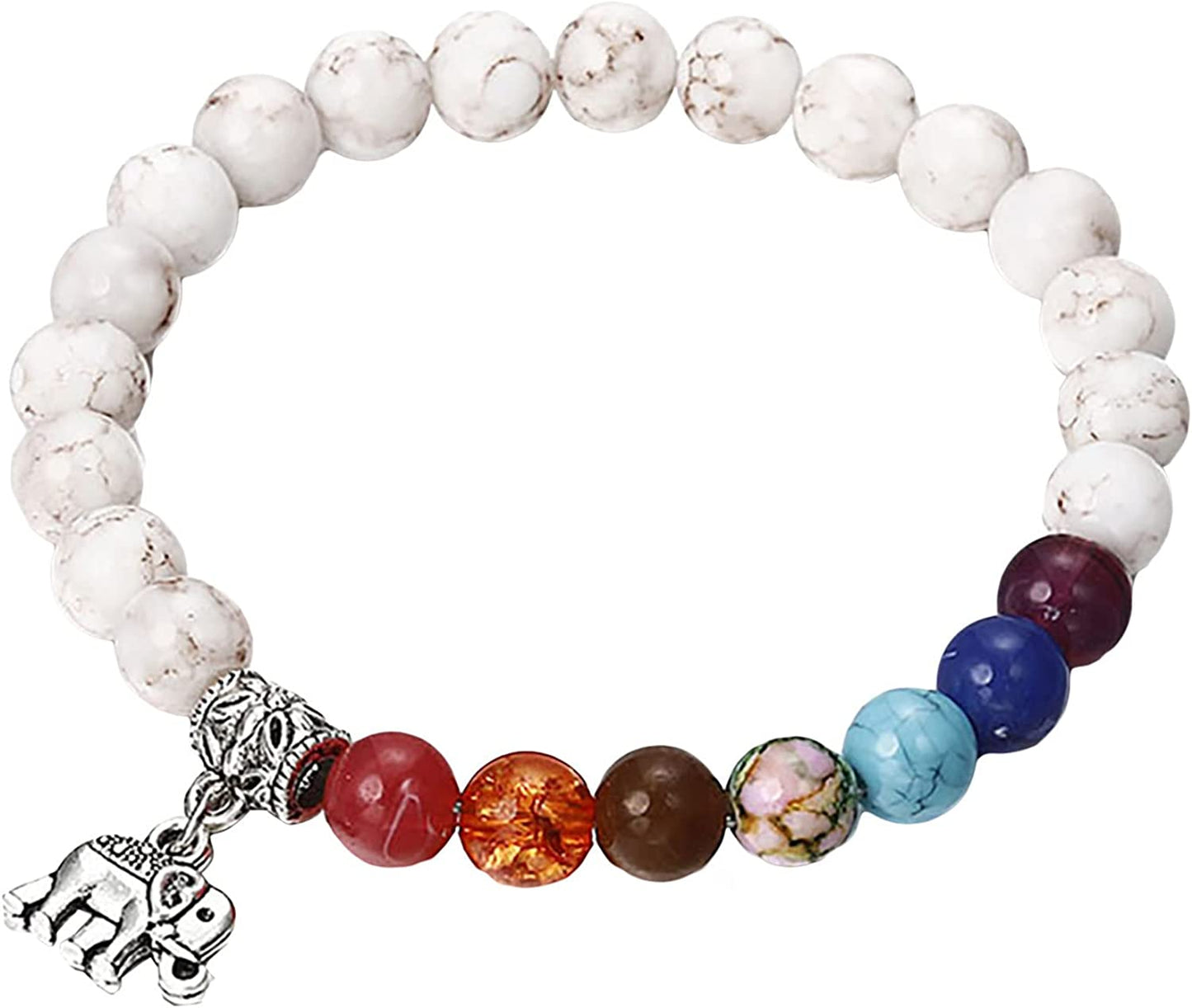 Healing Crystals Bracelet Natural Gemstones Beads Bracelet Elastic Natural Stone Yoga Beads Bracelet Apparel & Accessories > Jewelry > Bracelets Generic White #3