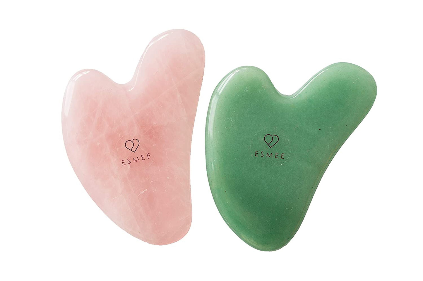 Gua Sha Facial Tool Set by Esmee 2 in 1 Premium Massage Therapy Tools Jade and Rose Quartz Guasha Face Massage Tool Anti-Aging Beauty Therapy for Skin Rejuvenation Face Scraping Tools (Heart Shape) Health & Beauty > Personal Care > Cosmetics > Cosmetic Tools > Skin Care Tools Esmee Beauty and Lifestyle