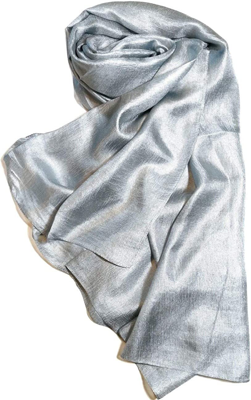 Shanlin Solid Color Silk Feel Long Scarves Apparel & Accessories > Clothing Accessories > Scarves & Shawls Shanlin Silver Blue